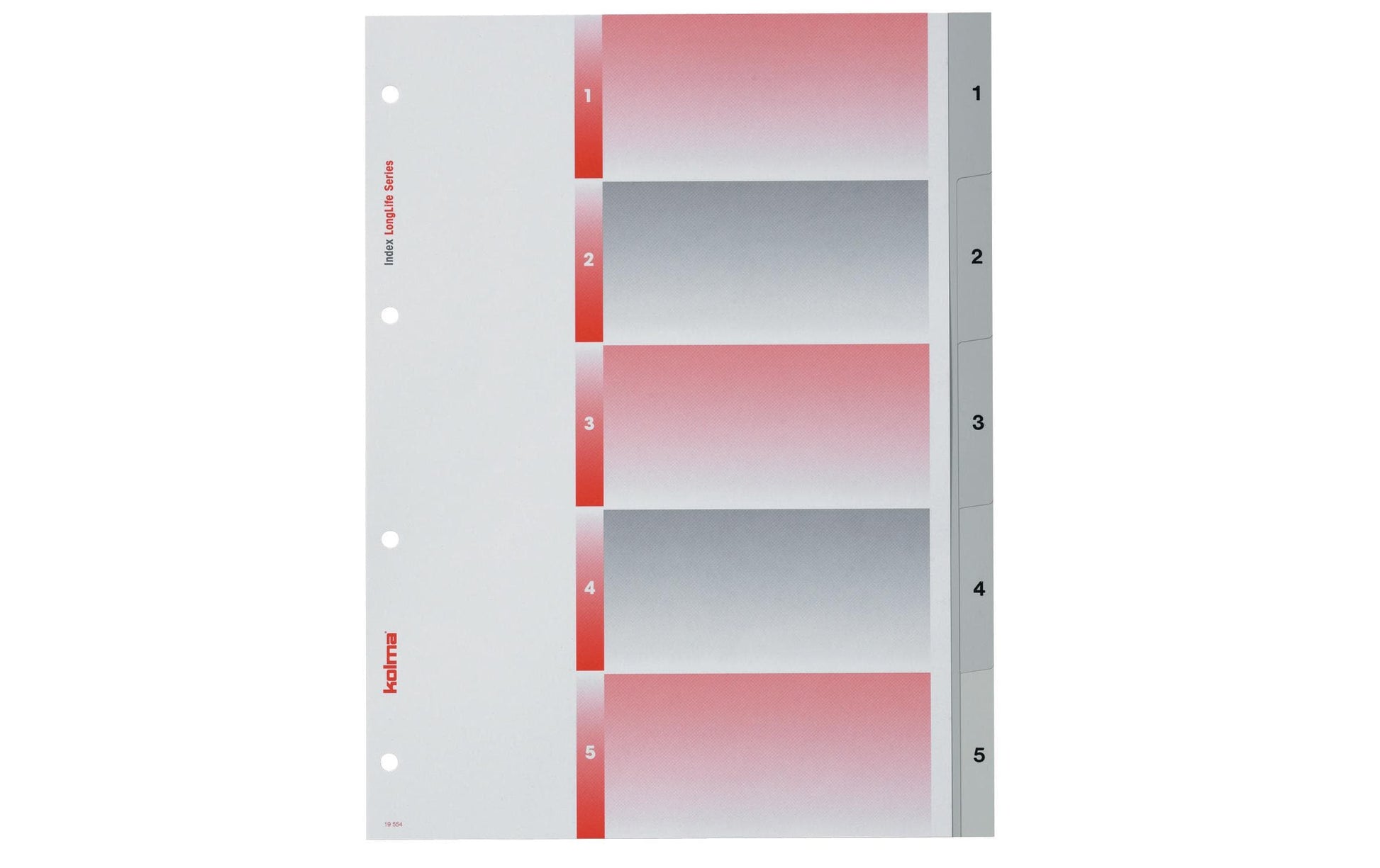 Kolma Register – A4, 5-teilig, PVC, grau, vorgedruckt, mit Indexblatt, 4-fach Lochung