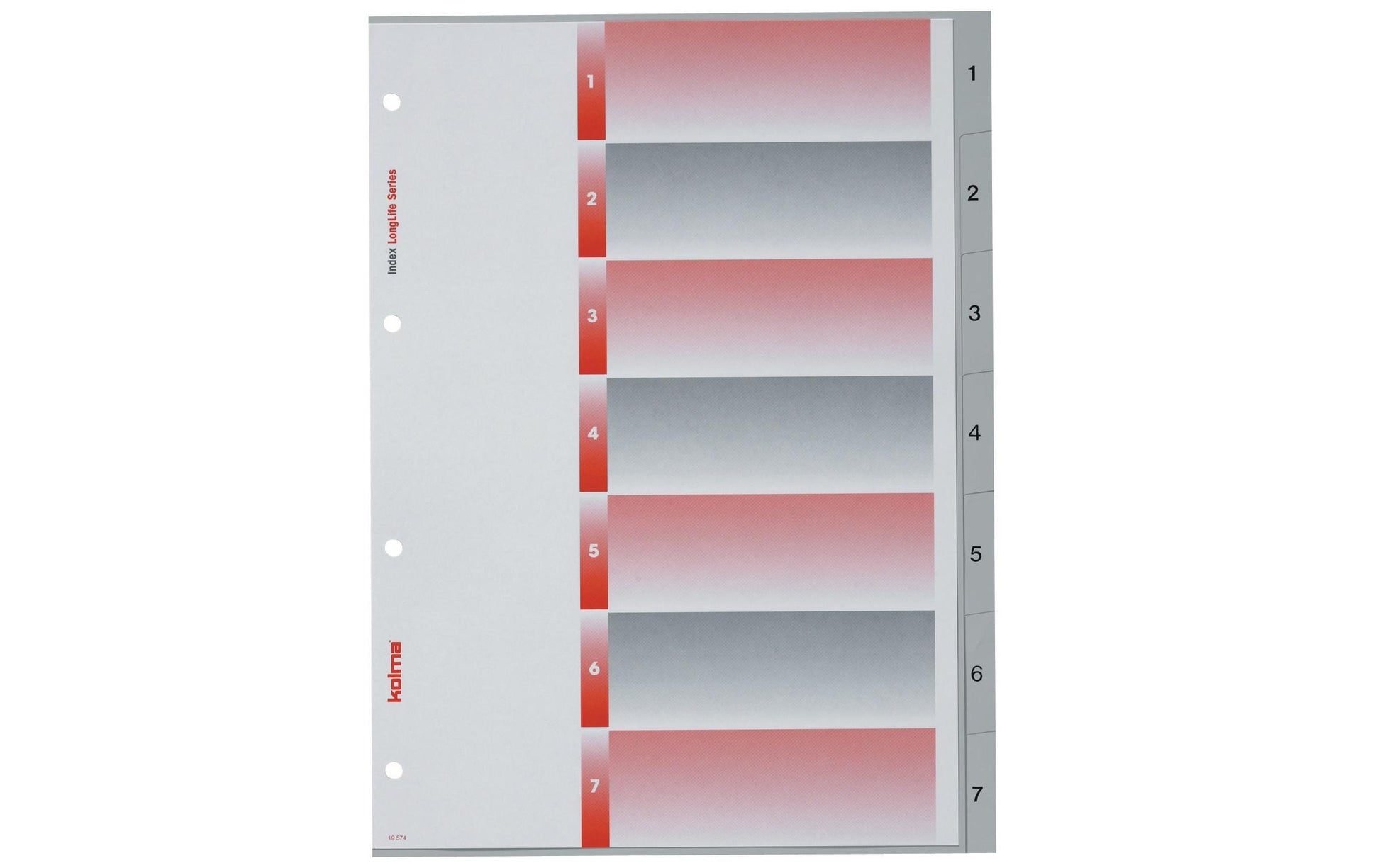 Kolma Register – A4, 7-teilig, PVC, grau, vorgedruckt, mit Indexblatt, 4-fach Lochung
