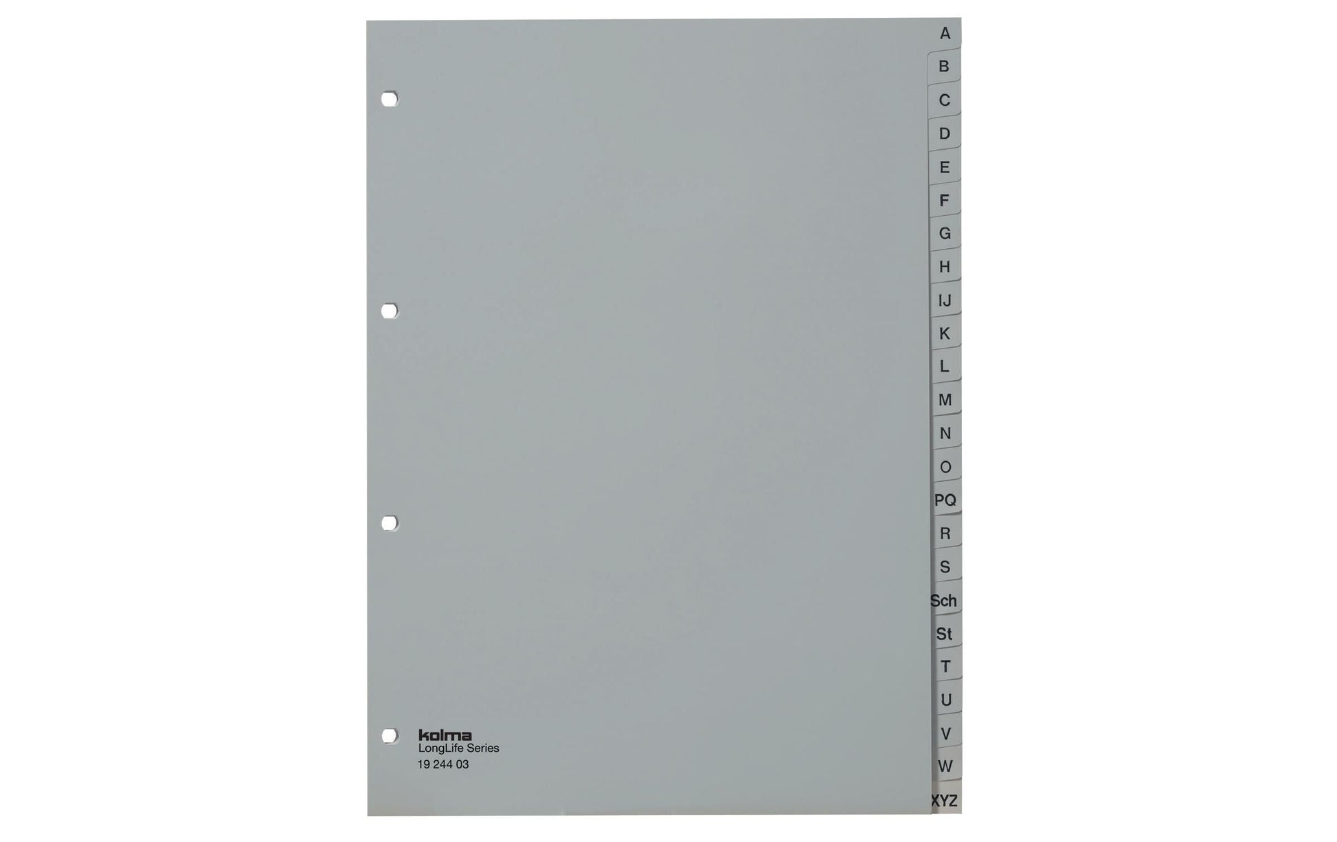 Kolma Register – A4, 24-teilig, PVC, grau, vorgedruckt, 4-fach Lochung