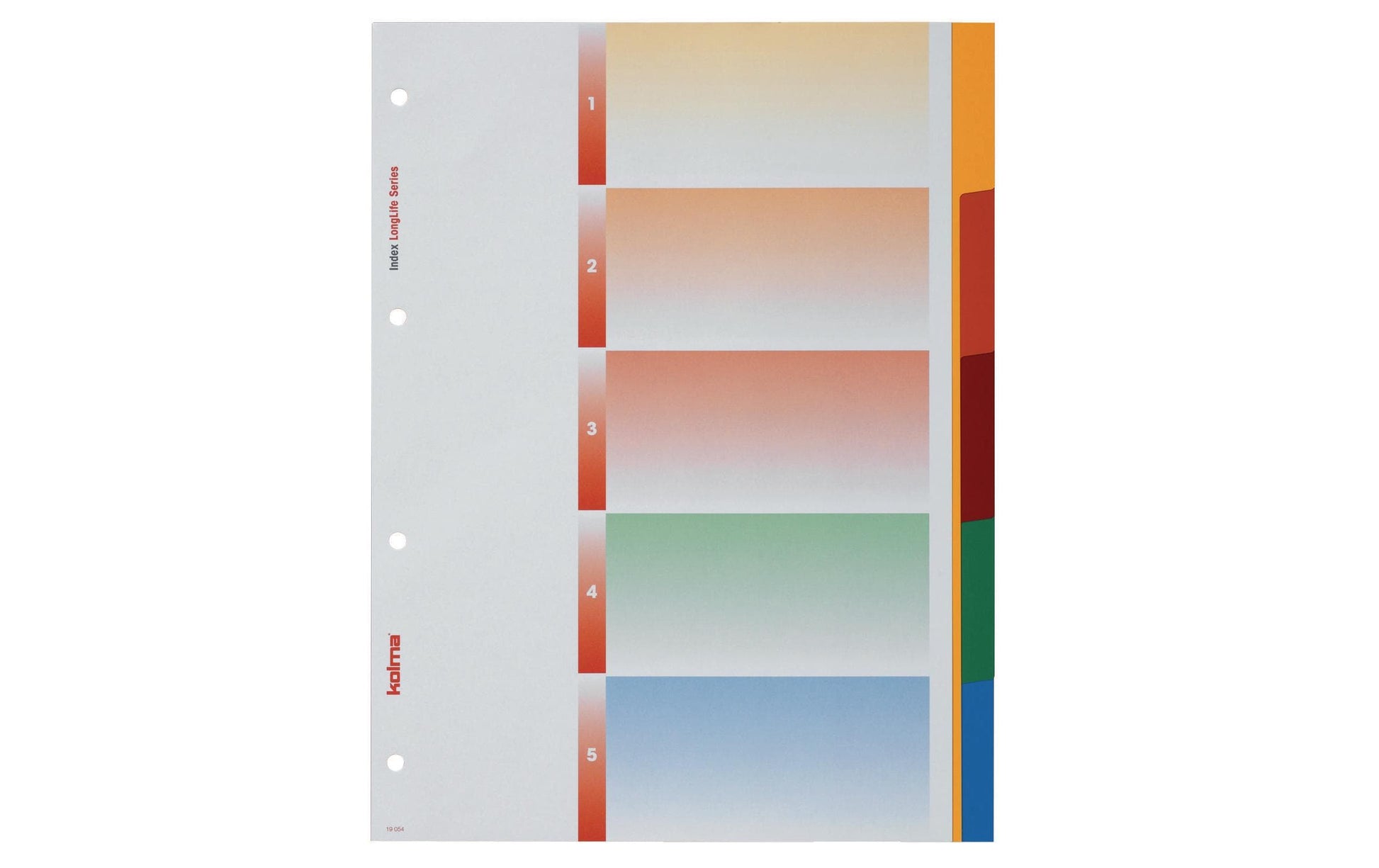 Kolma Register – A4, 5-teilig, PVC, farbig, unbedruckt, Indexblatt, 4-fach Lochung