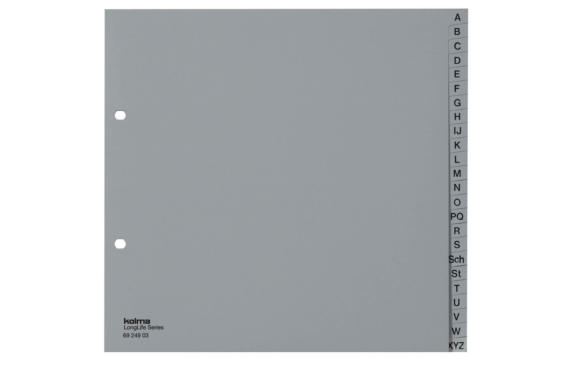 Kolma Register – 24-teilig, PVC, grau, vorgedruckt, teildeckend, 2-fach Lochung – für A4 hoch