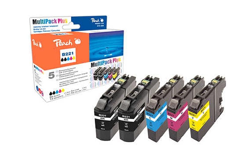 Peach Tintenpatronen-Multipack LC-221, CMYK, kompatibel – für Brother DCP-J562DW, MFC-J880DW, MFC-J1140W und andere