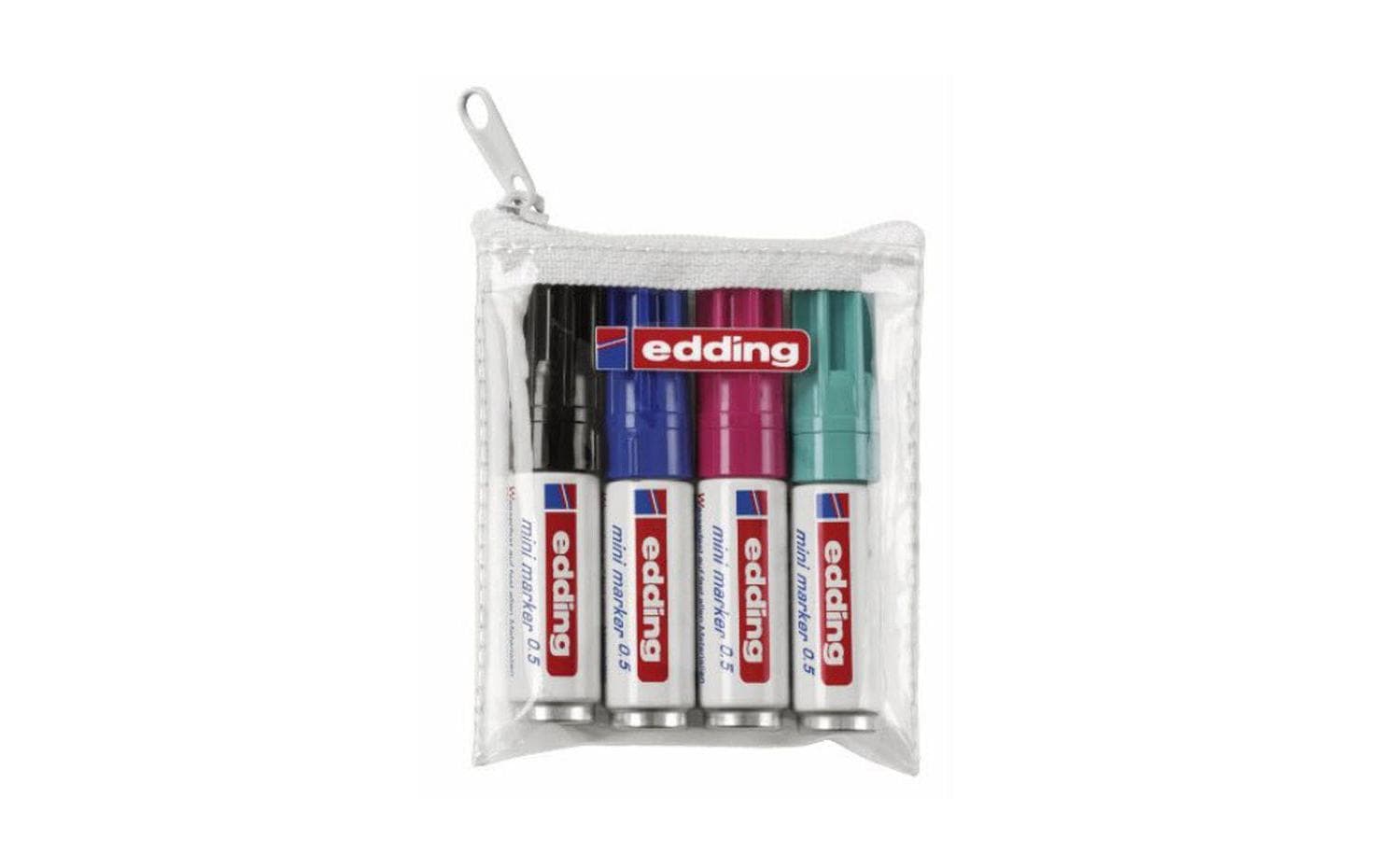 Edding Mini Permanentmarker – Feine Spitze 1,5–3 mm – Mehrfarbig – 4er-Set
