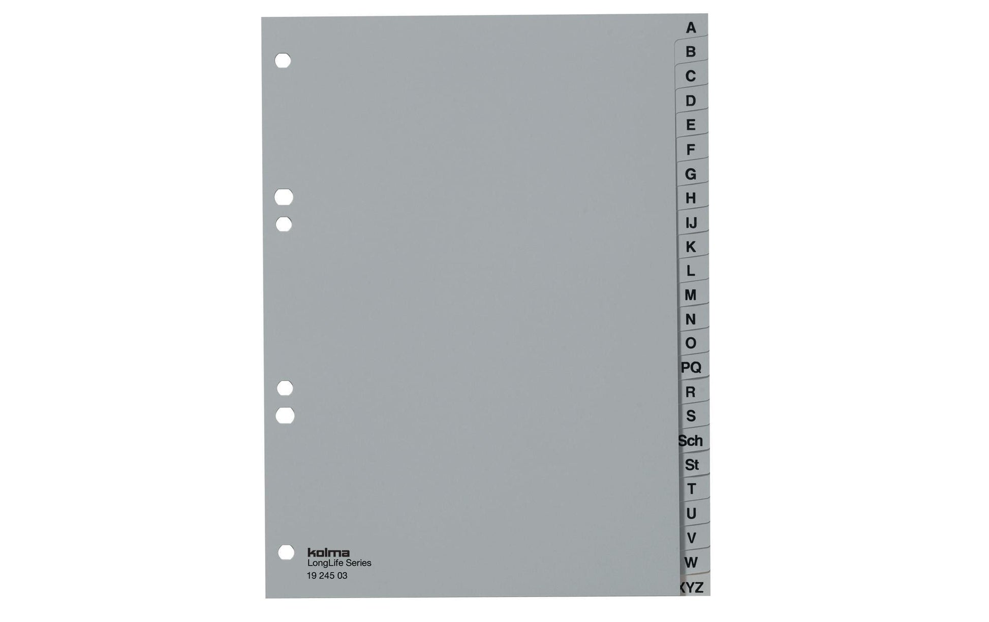 Kolma Register – 24-teilig, PVC, grau, vorgedruckt, 2-fach gelocht, für A5 hoch