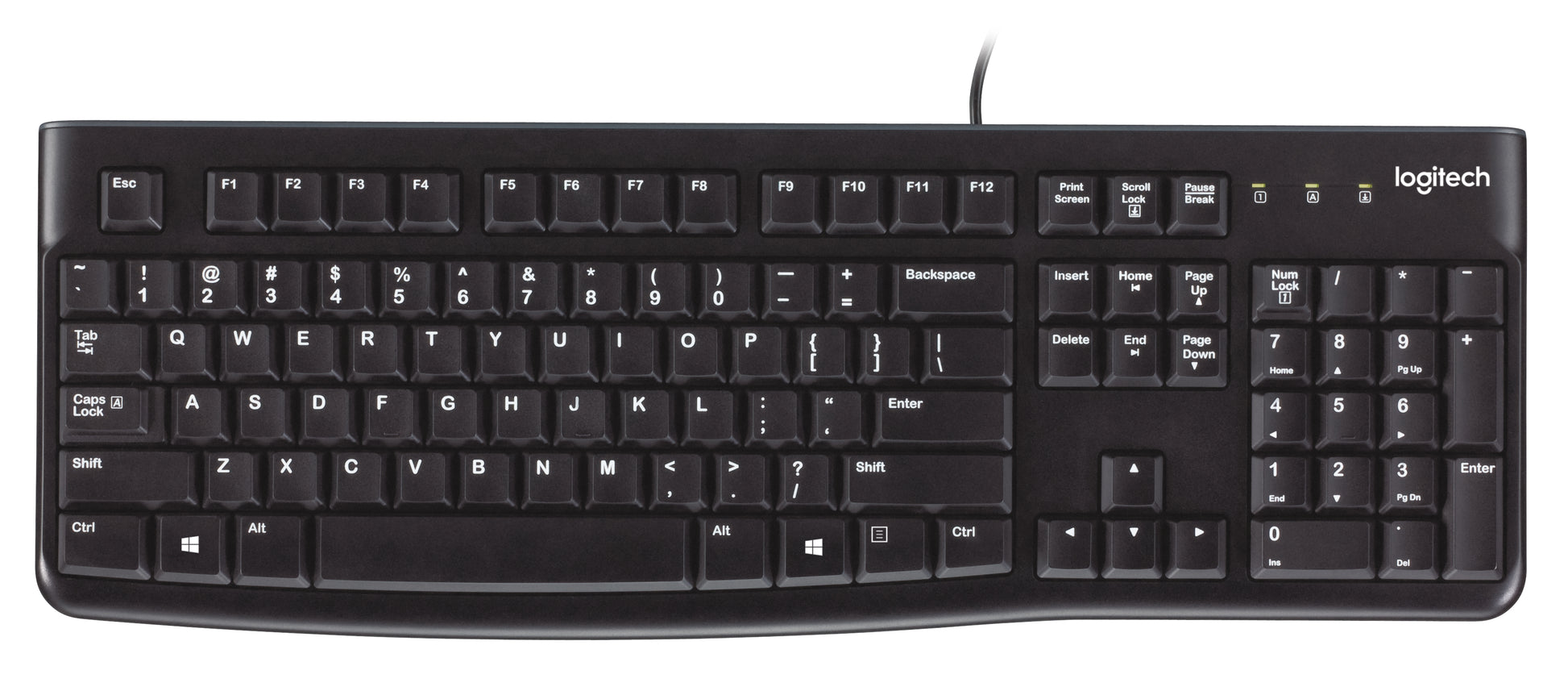 Logitech K120 – Tastatur, kabelgebunden (USB-A), US-Layout (EN), Schwarz