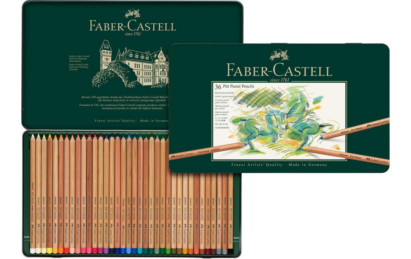 Faber-Castell Buntstifte PITT PASTELL, mehrfarbig, 36er-Metalletui – hohe Lichtbeständigkeit