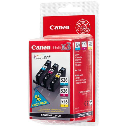 Canon CLI-526 Tintenpatronen-Multipack, Cyan/Magenta/Gelb (Original) – für PIXMA MG8150/6150/5250 …