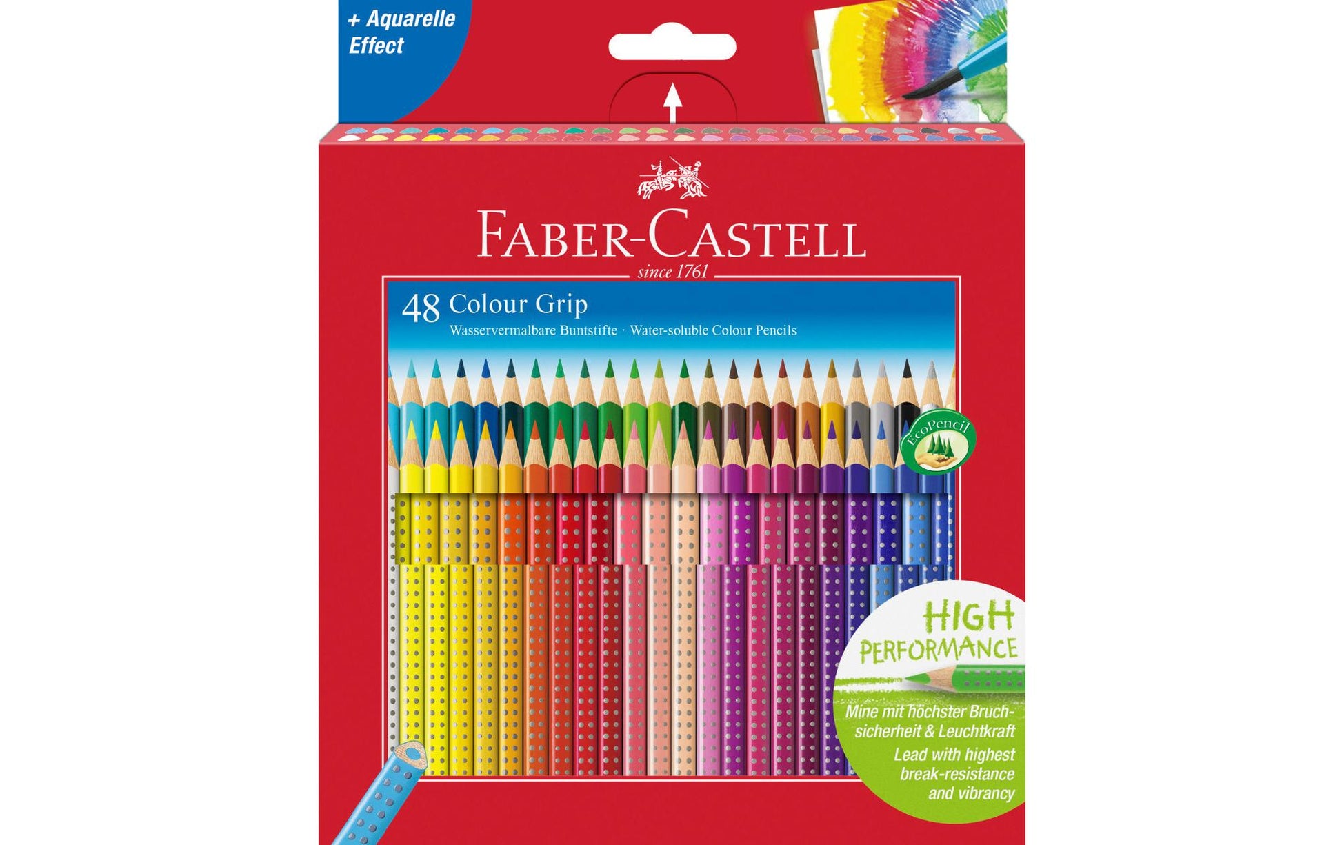 Faber-Castell Aquarellfarbstifte Colour Grip 2001 – 48 Farben, im Kartonetui, Ø 3 mm, dreikantig, FSC