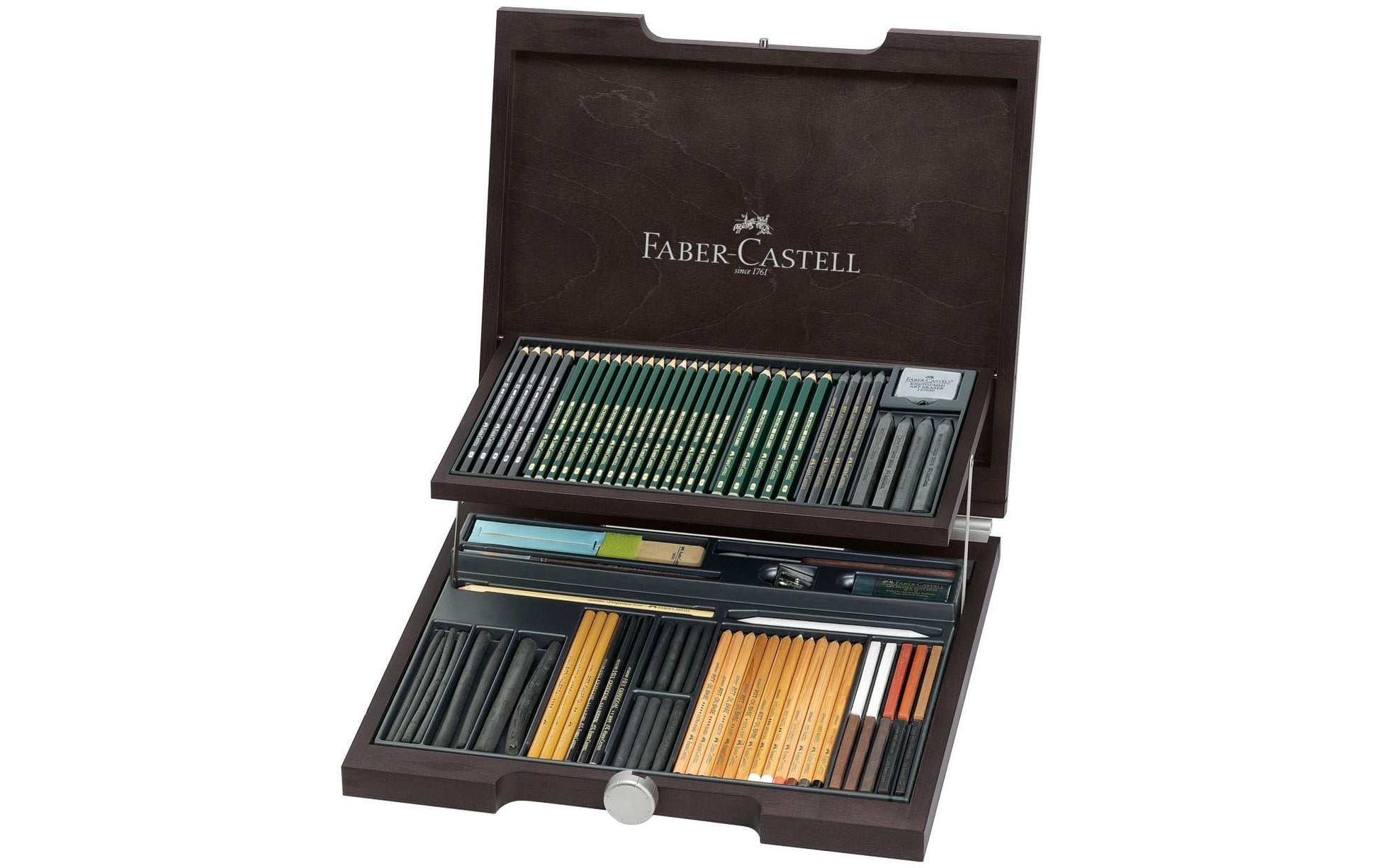 Faber-Castell PITT Monochrome Holzkoffer – Mehrfarbig, 86-teiliges Set, inkl. Zubehör