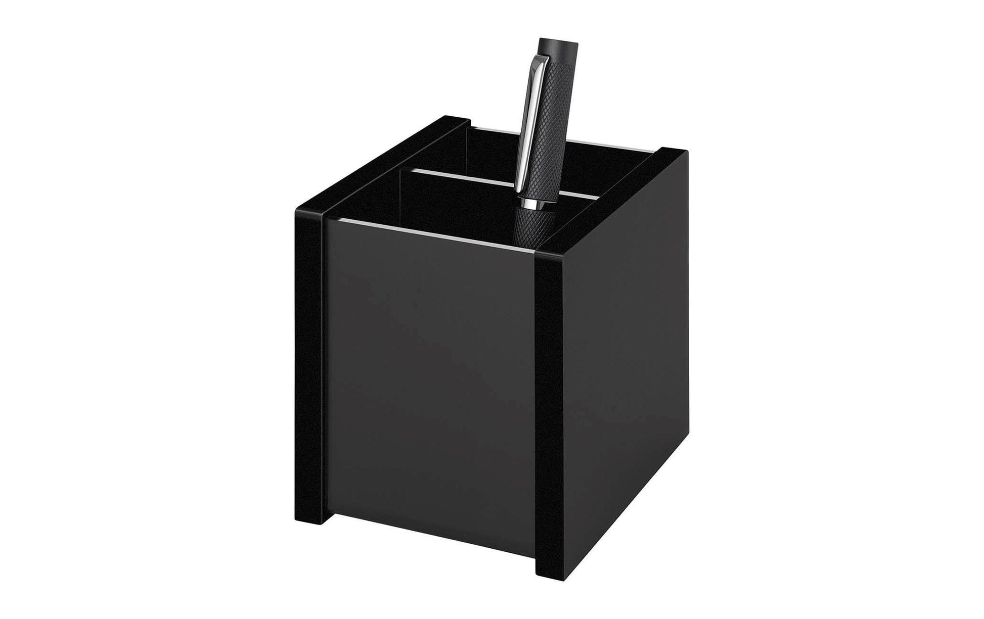 Wedo Stifteköcher – 2 Fächer, schwarz, Kunststoff, B 83 × H 100 × T 96 mm