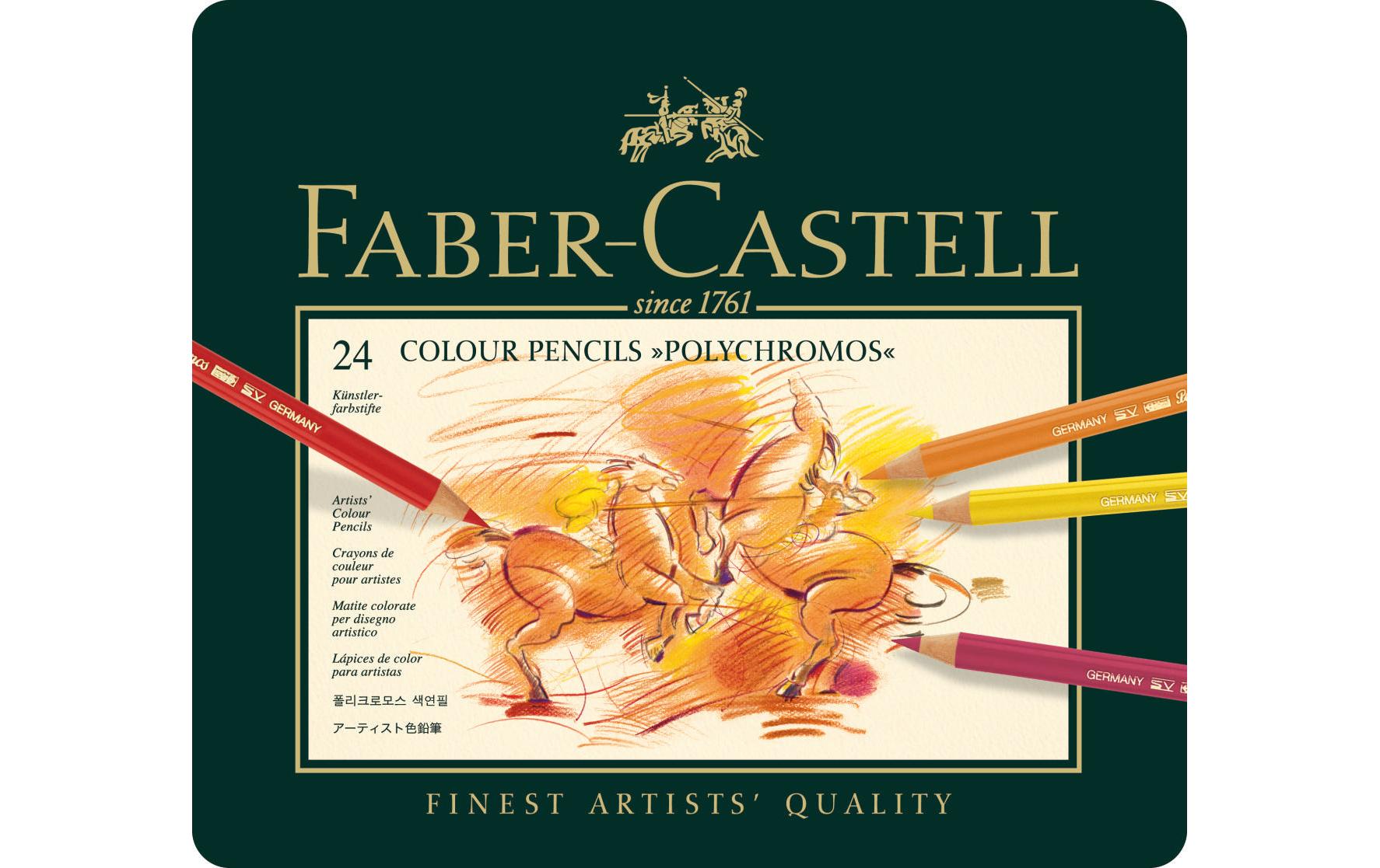 Faber-Castell Buntstift Polychromos, mehrfarbig 24er-Metalletui – wasserfest, PEFC
