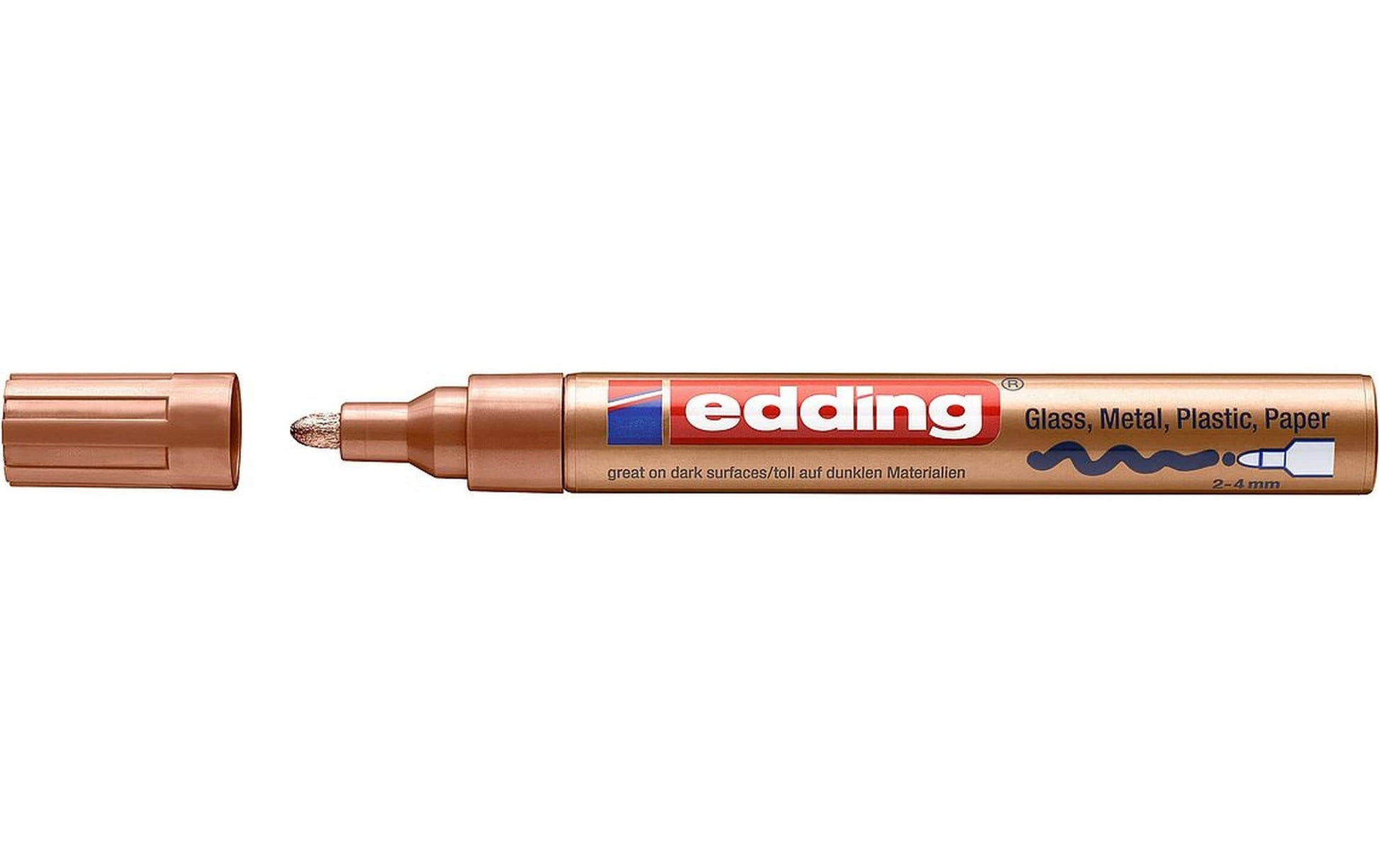 Edding 750 Lackmarker – Rundspitze 2–4 mm – Kupfer – für Glas, Metall und Kunststoff