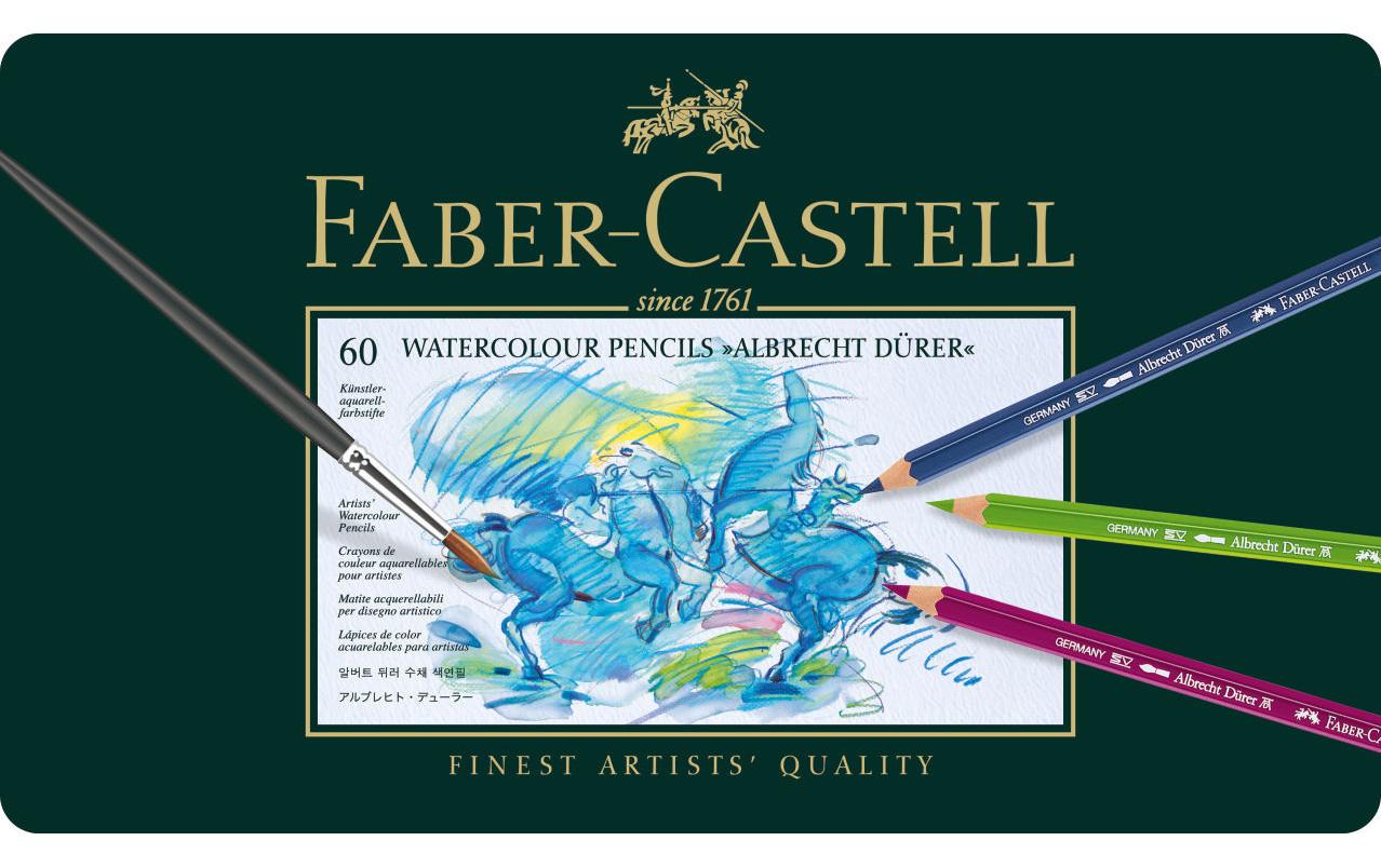 Faber-Castell Aquarellbuntstift A. Dürer, mehrfarbig, 60er-Metalletui – wasservermalbar, Strichbreite 3,8 mm