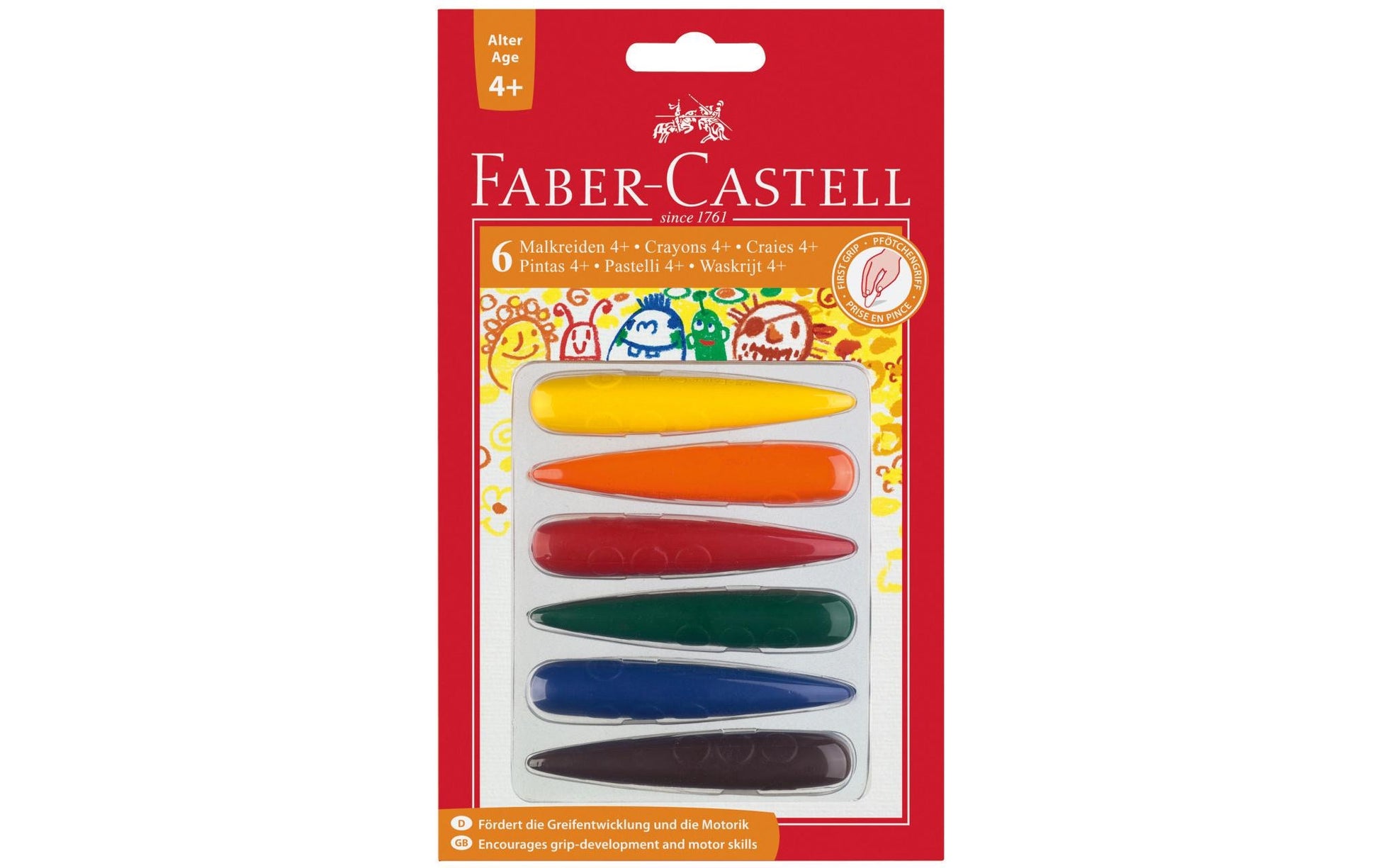 Faber-Castell Wachsmalstifte in Fingerform – bunt – 6 Farben