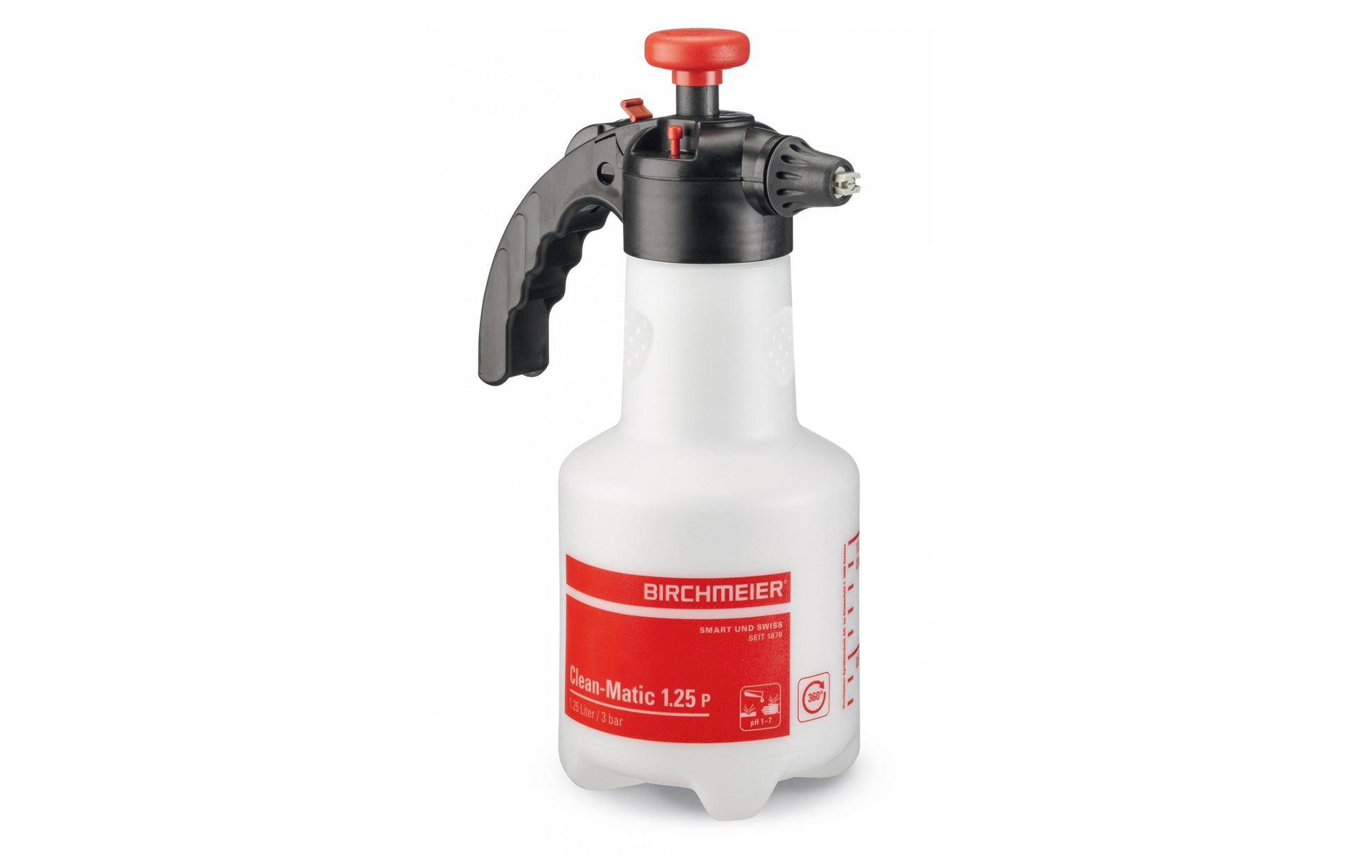 Birchmeier Drucksprüher Clean-Matic 1.25P – 1,25 l – rot, schwarz, weiss – Kunststoff