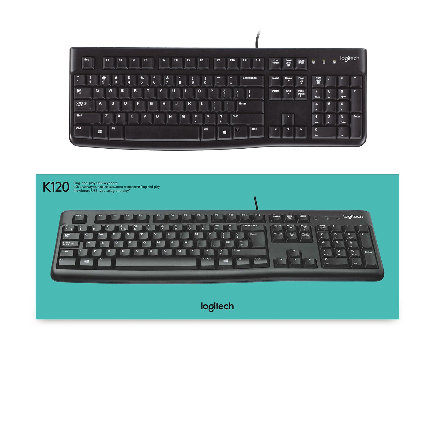 Logitech K120 – Tastatur – kabelgebunden, USB – AZERTY (BE) – Schwarz