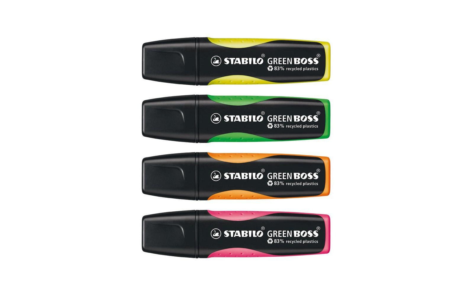 STABILO BOSS Textmarker Set 4 Farben – Keilspitze, 2–5 mm, nachfüllbar