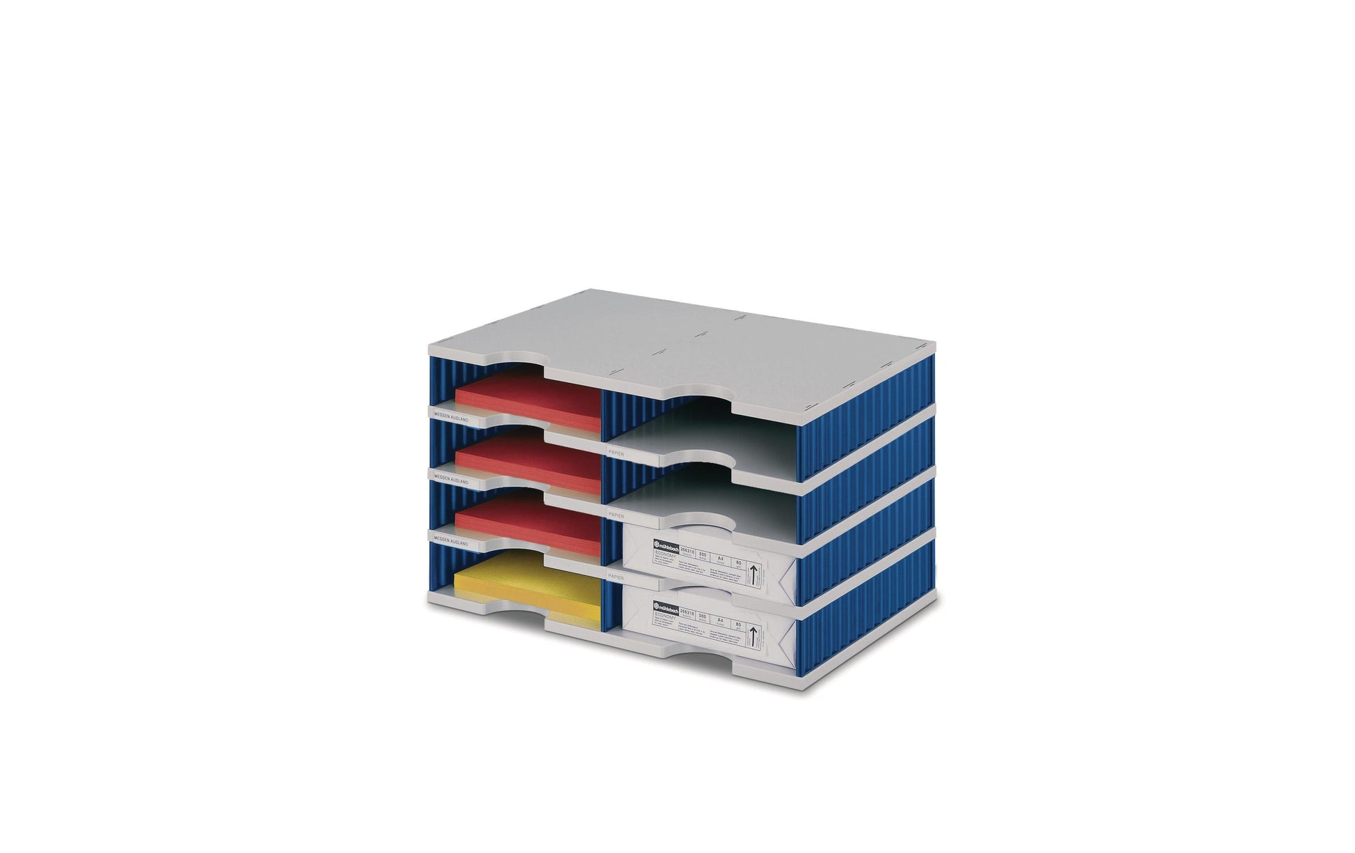 Styro Briefkorb – Kunststoff, 8 Fächer, Grau, B 485 × H 283 × T 331 mm, Serie Styrodoc duo