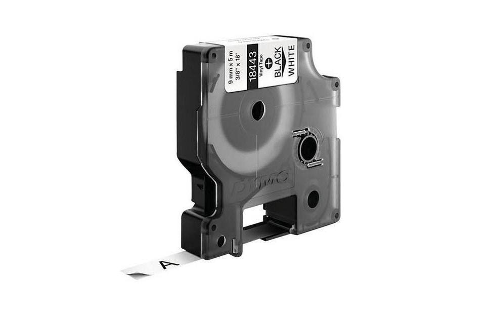 DYMO Schriftband – 9 mm × 5,5 m, weiss, schwarz – für DYMO Rhino: 3000, 4200, 5000, und andere