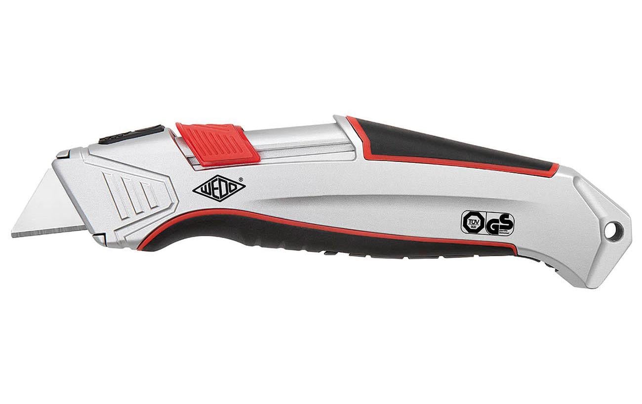 Wedo Safety-Cutter ALU – Einziehbares Trapezmesser 19 mm, Aluminiumgehäuse, mit Sperre