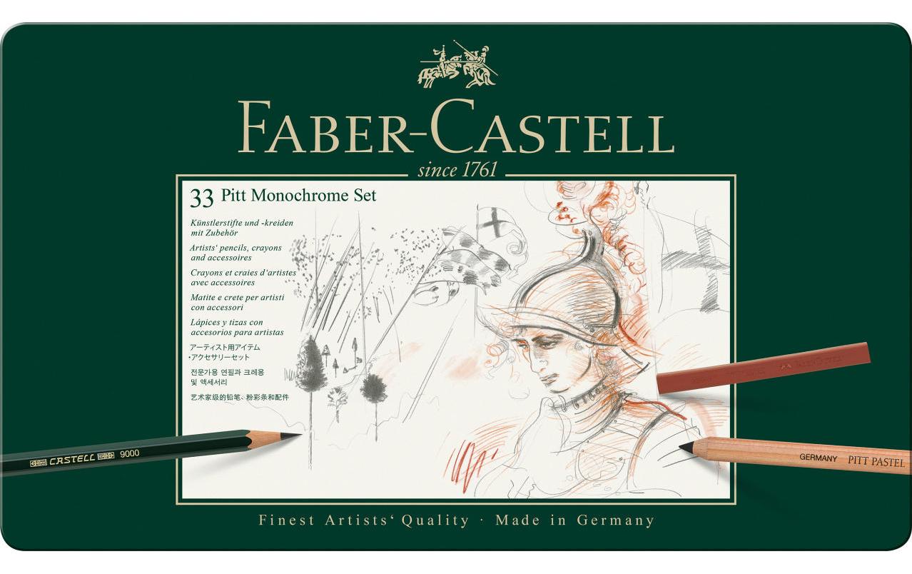 Faber-Castell PITT Monochrome Graphit-Set, 2B, Metalletui – 33-teilig