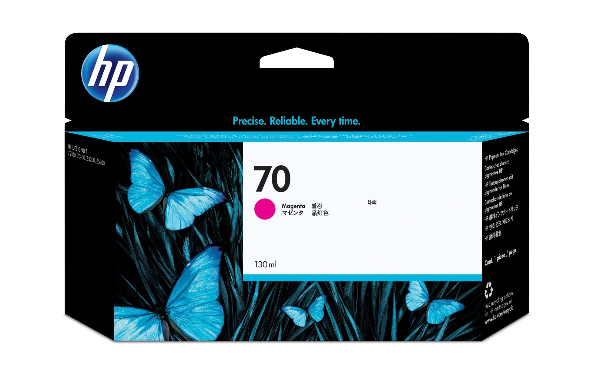 HP Tintenpatrone 70, Magenta, 130 ml – für Tintenstrahldrucker, Multifunktionsgeräte