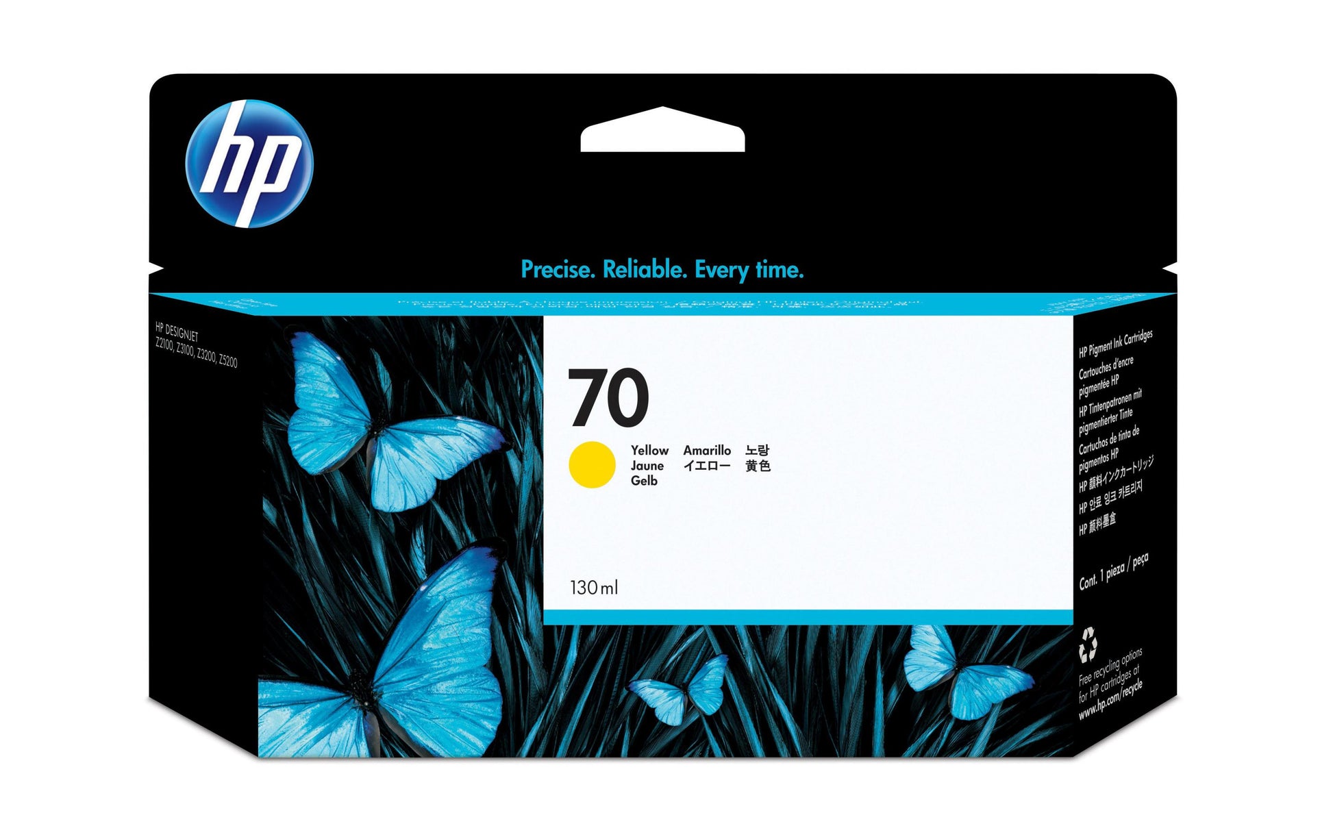 HP Tintenpatrone 70, Gelb, 130 ml – für Tintenstrahldrucker und Multifunktionsgeräte
