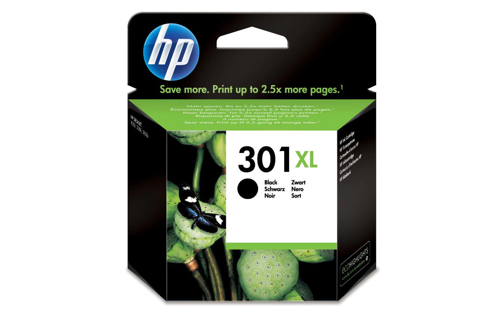 HP 301XL Schwarz Tintenpatrone (Original) – 430 Seiten – für HP DeskJet 2540/1000 (J110A)