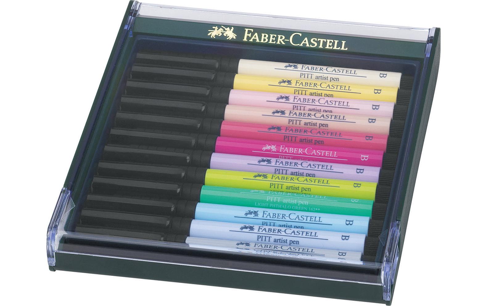 Faber-Castell PITT artist pen Brush Pen Pastell – Pinselspitze, pigmentiert, wasserfest, 12 Farben