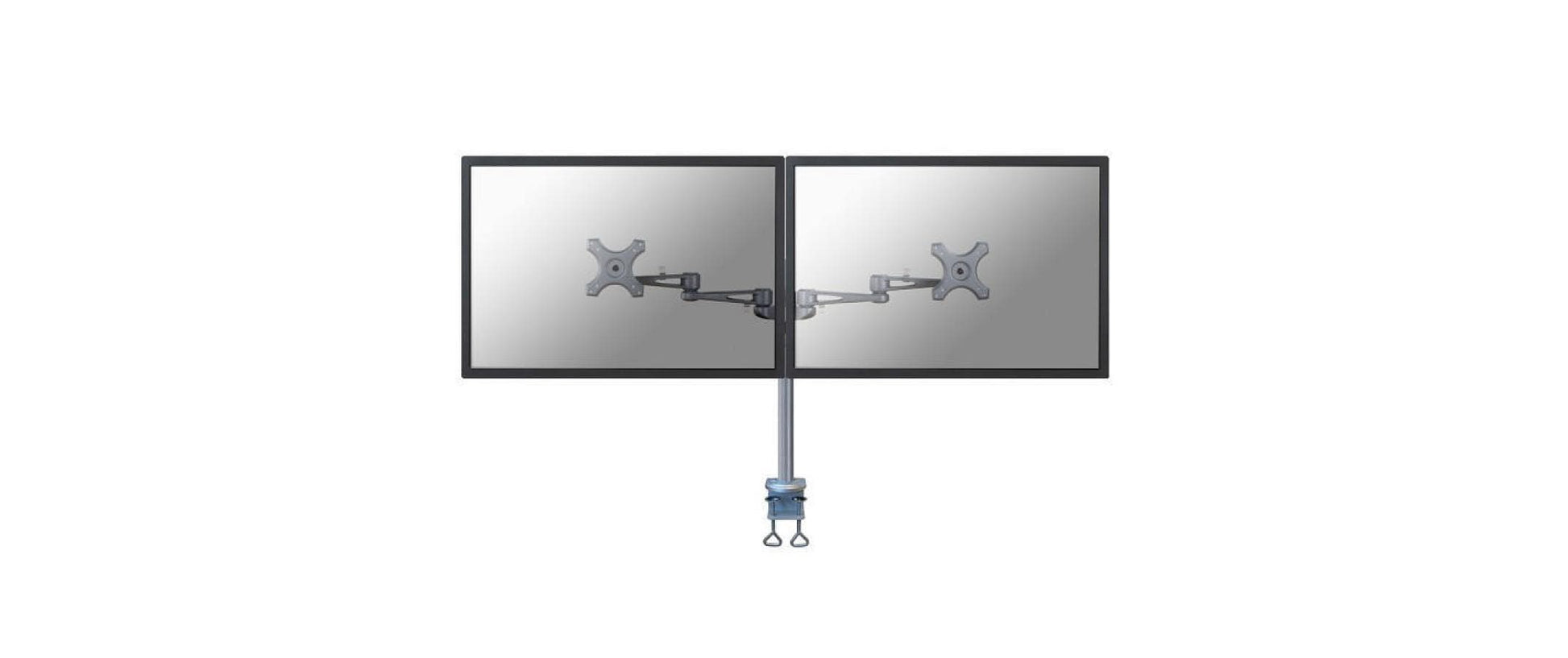 Neomounts FPMA-D935D – Tischhalterung, Dual, Tischklemme, bis 27", VESA 75 × 75 mm, 12 kg, neigbar, silber