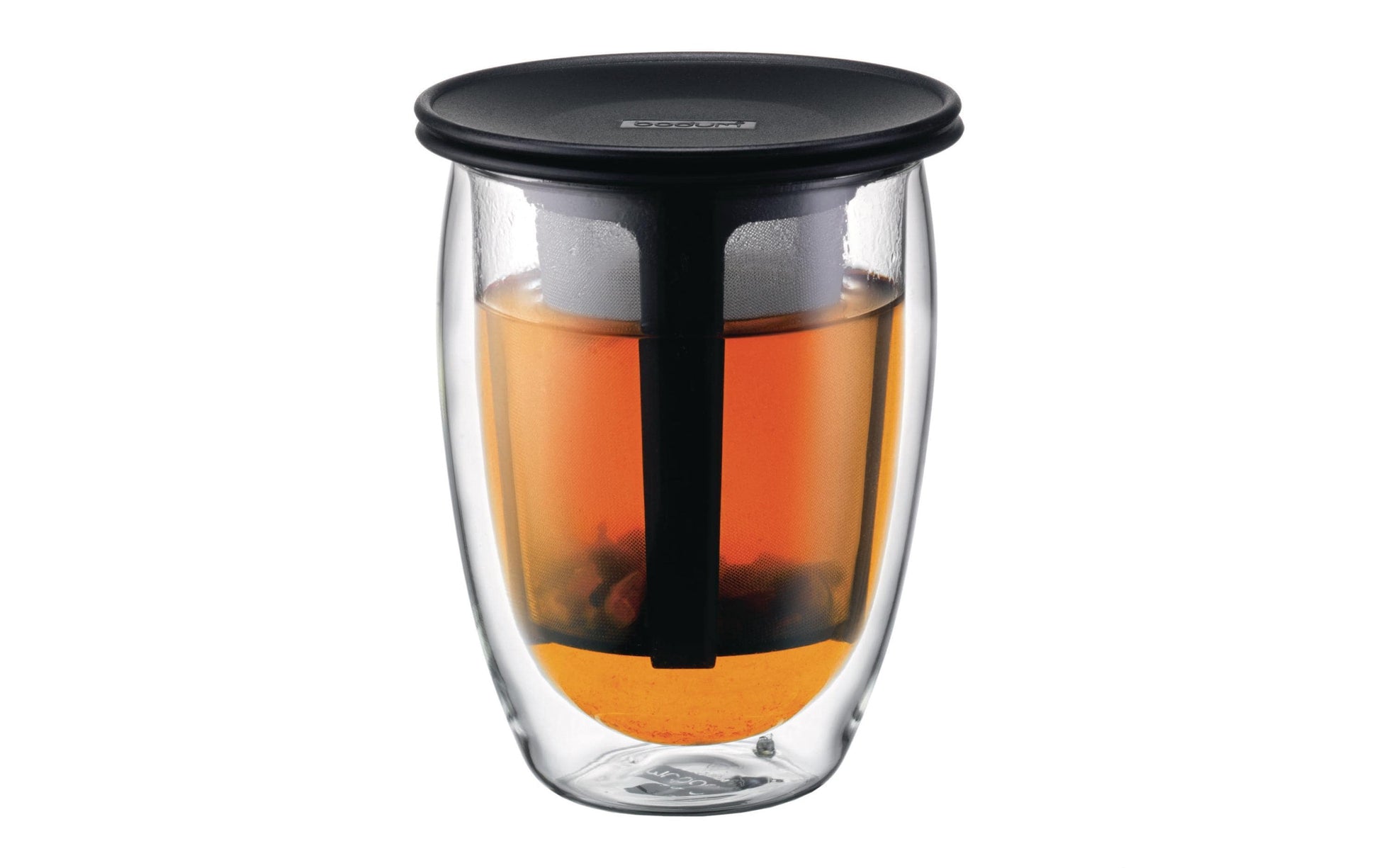 Bodum Teeglas TEA FOR ONE – 350 ml, Ø 9,6 cm, Borosilikatglas, mit Deckel, doppelwandig