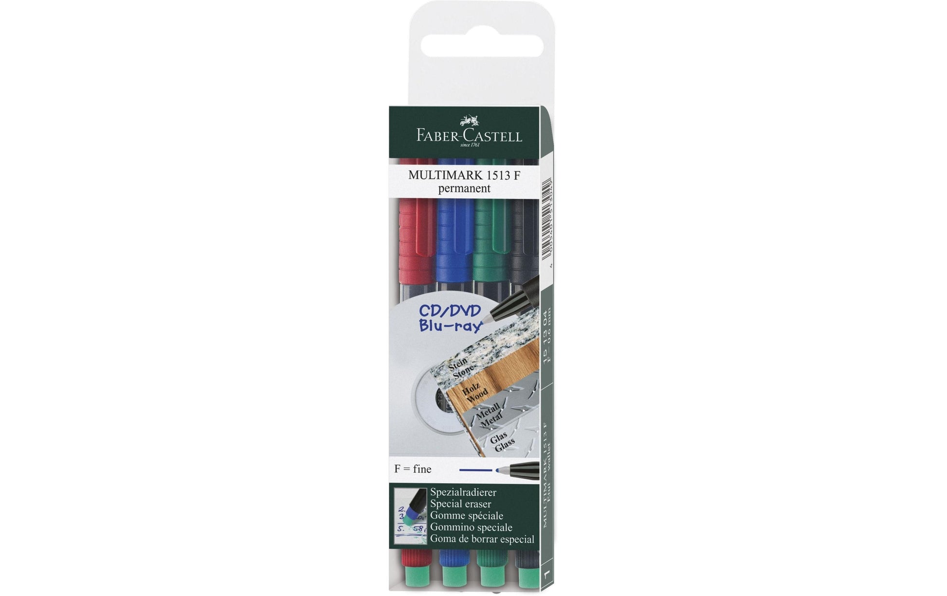 Faber-Castell Multimarker für Permanent-Marker – sortiert, 4er Pack