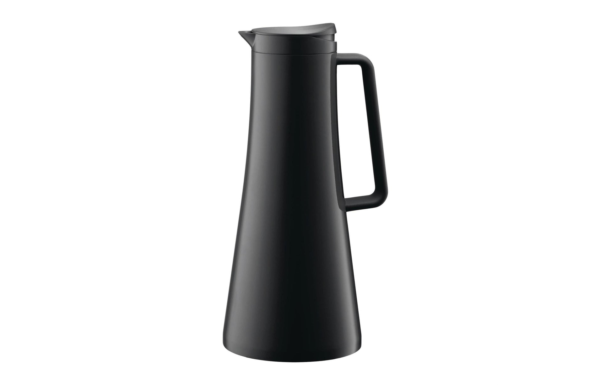 Bodum Thermoskanne – 1,1 l, Kunststoff, Schwarz, doppelwandig, vakuumisoliert, Knopfdruckdeckel