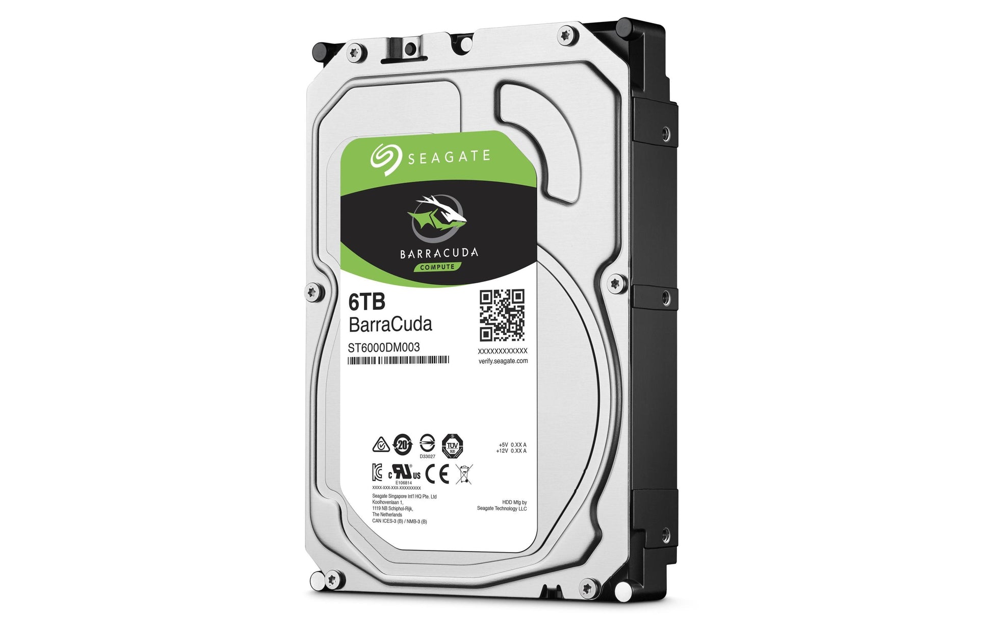 Seagate BarraCuda 6TB – 3,5" HDD, SATA 6Gb/s, 5400 U/min, 256 MB Cache