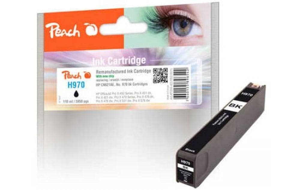 Peach Tintenpatrone 970 (CN621AE), schwarz, 110 ml, kompatibel – für HP OfficeJet Pro X 450/451/476 und andere
