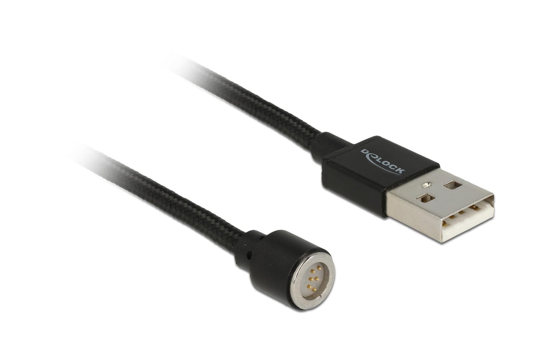 DeLOCK USB-Kabel – USB-A auf magnetischem Anschluss – USB 2.0 (480 Mbps) – 1,1 m – Textilmantel, magnetisch