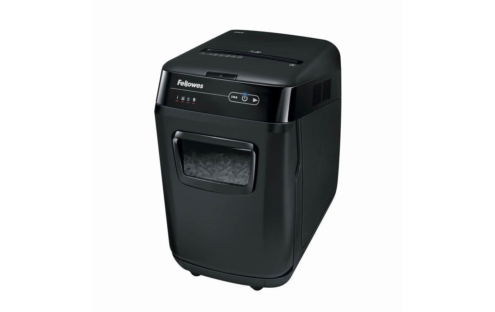 Fellowes AutoMax 200C – Aktenvernichter mit Autofeed 200 Blatt, DIN P-4, Partikelschnitt 4 × 38 mm, 32 l