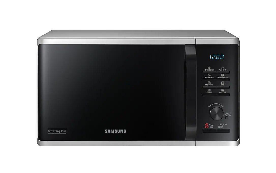 Samsung Mikrowelle MG23K3505AS/SW – 23 l, Grill & Keramikboden, 800 W – Silber