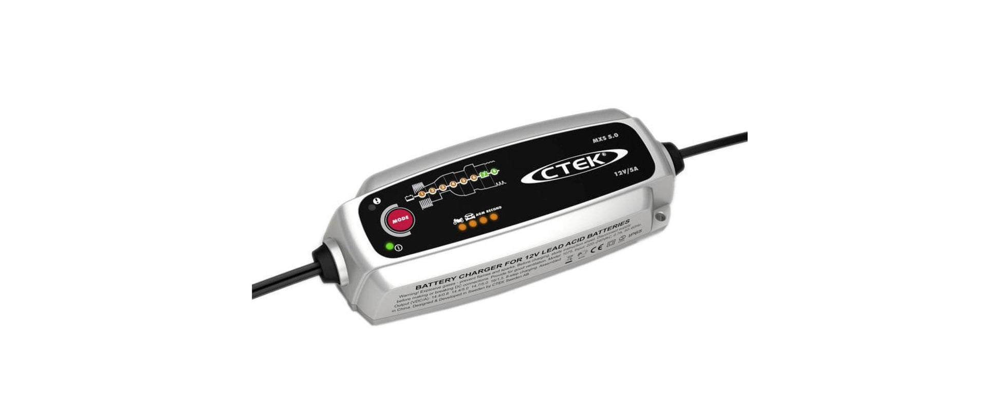 Ctek MXS 5.0 Batterieladegerät 12 V 5 A – IP65, 8-Stufen – für 12 V Blei-Säure-Batterien (AGM, Gel, Ca/Ca)