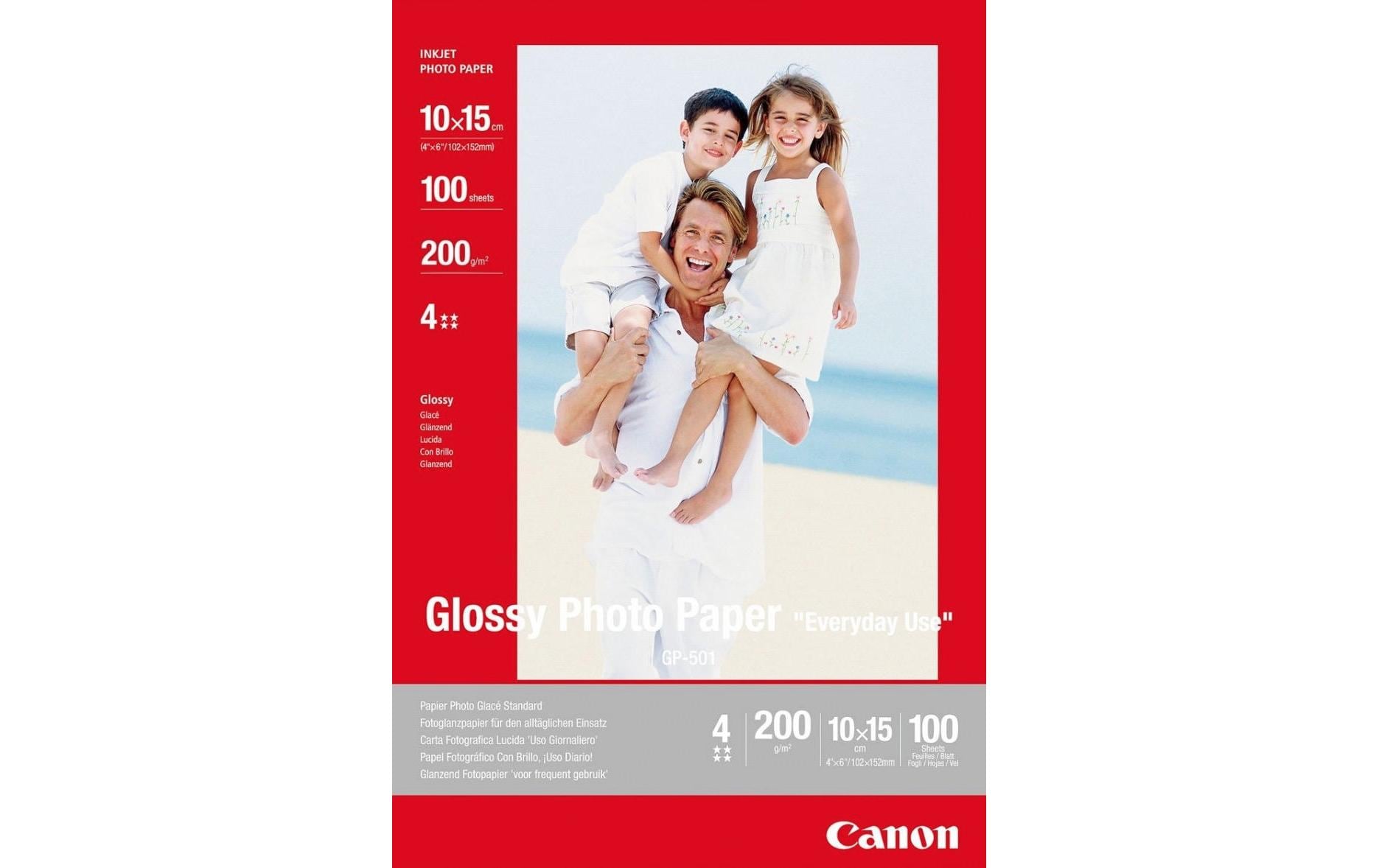 Canon Fotopapier – glänzend, 100 × 150 mm, 200 g/m², 100 Blatt, einseitig – für Inkjet-Drucker
