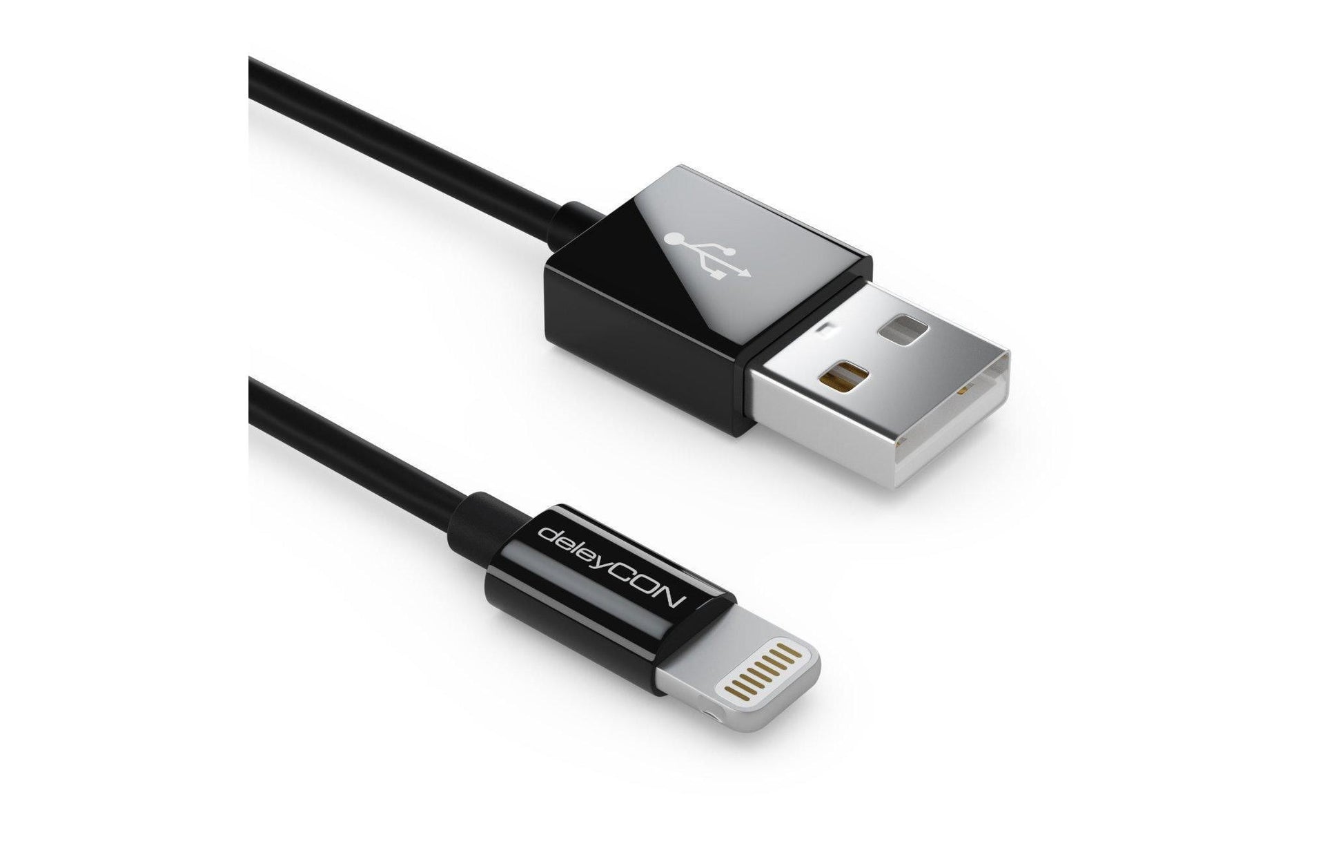 DeleyCON Kabel – USB-A auf Lightning 1 m, MFi zertifiziert, Schwarz – für iPhone/iPad