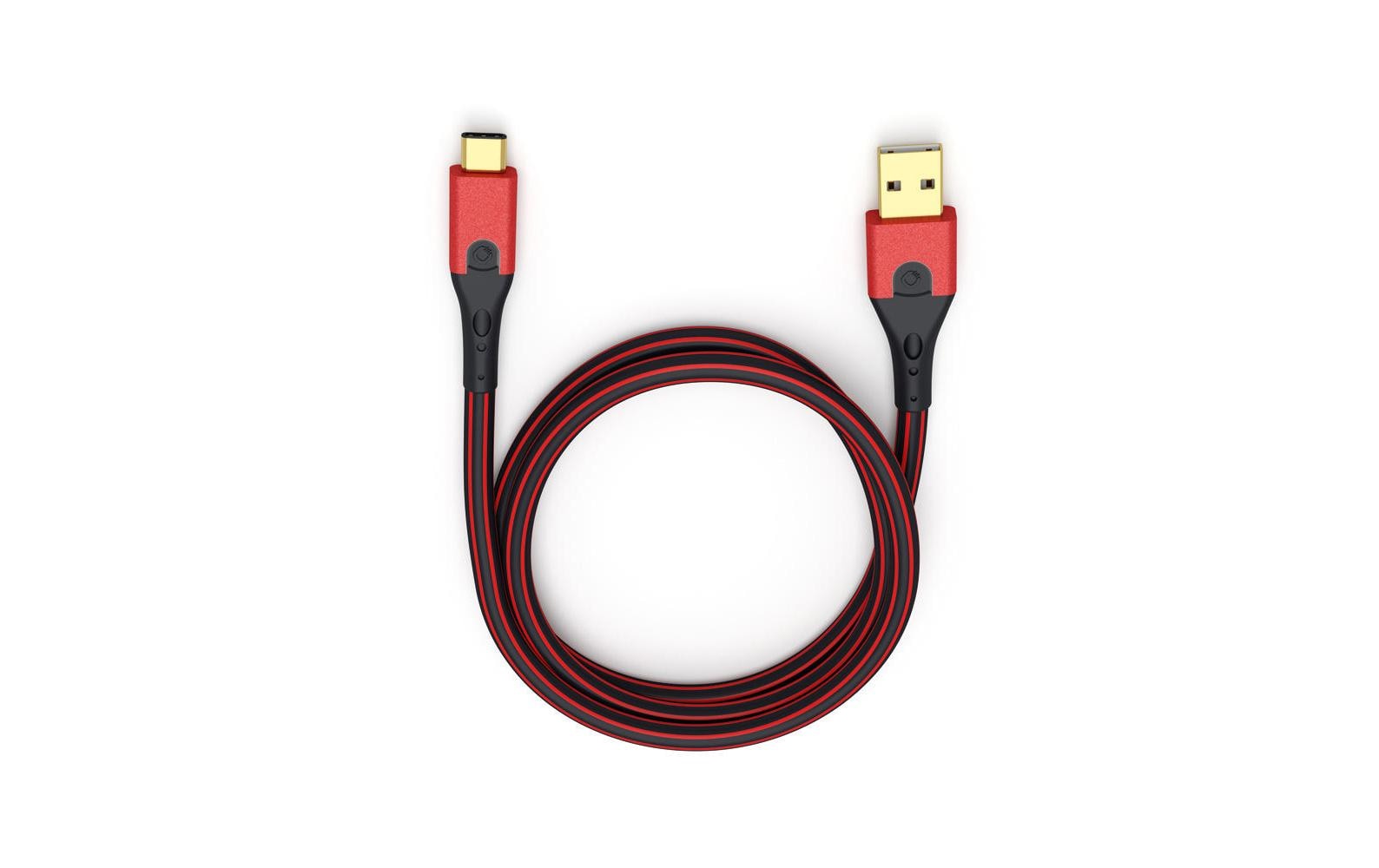 OEHLBACH USB-A auf USB-C Kabel – USB 3,2 Gen 1 (5 Gbit/s) – 3 m – Vergoldet, Vollschirmung – Rot