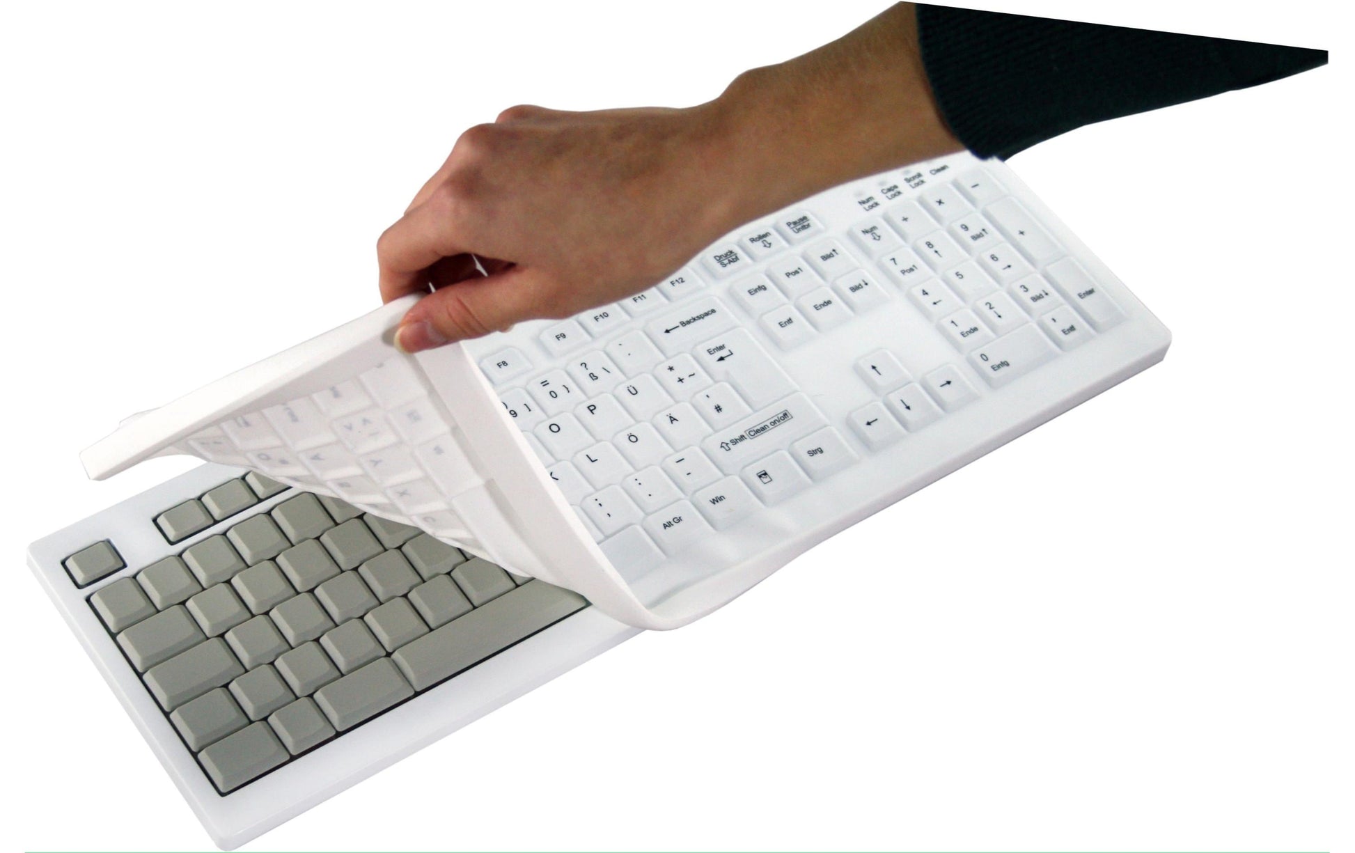 Active Key Tastatur, kabelgebunden (USB-A), CH-Layout (DE-CH), Fullsize (mit Ziffernblock), Scherenmechanik, weiss