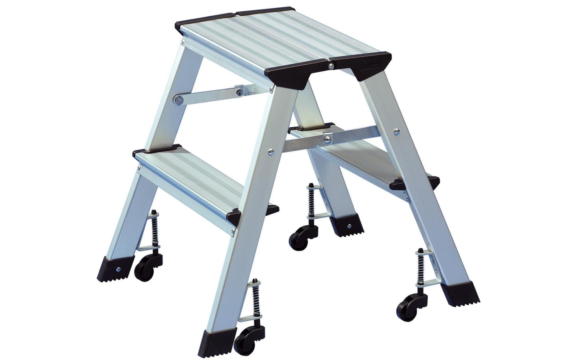 Wedo Klappleiter – 3 Stufen, 150 kg, Höhe 53 cm, Aluminium, mit Lenkrollen