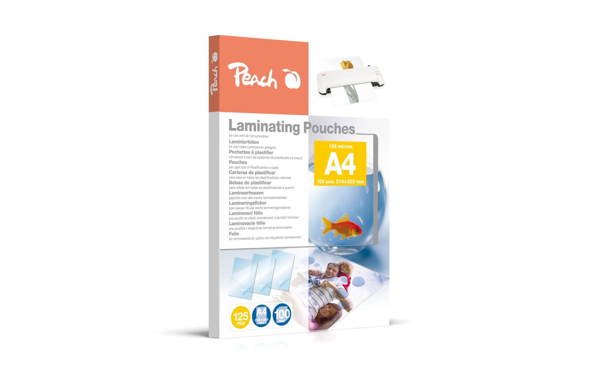 Peach Laminierfolien A4, glänzend – 125 µm, 216 × 303 mm, 100 Stk.