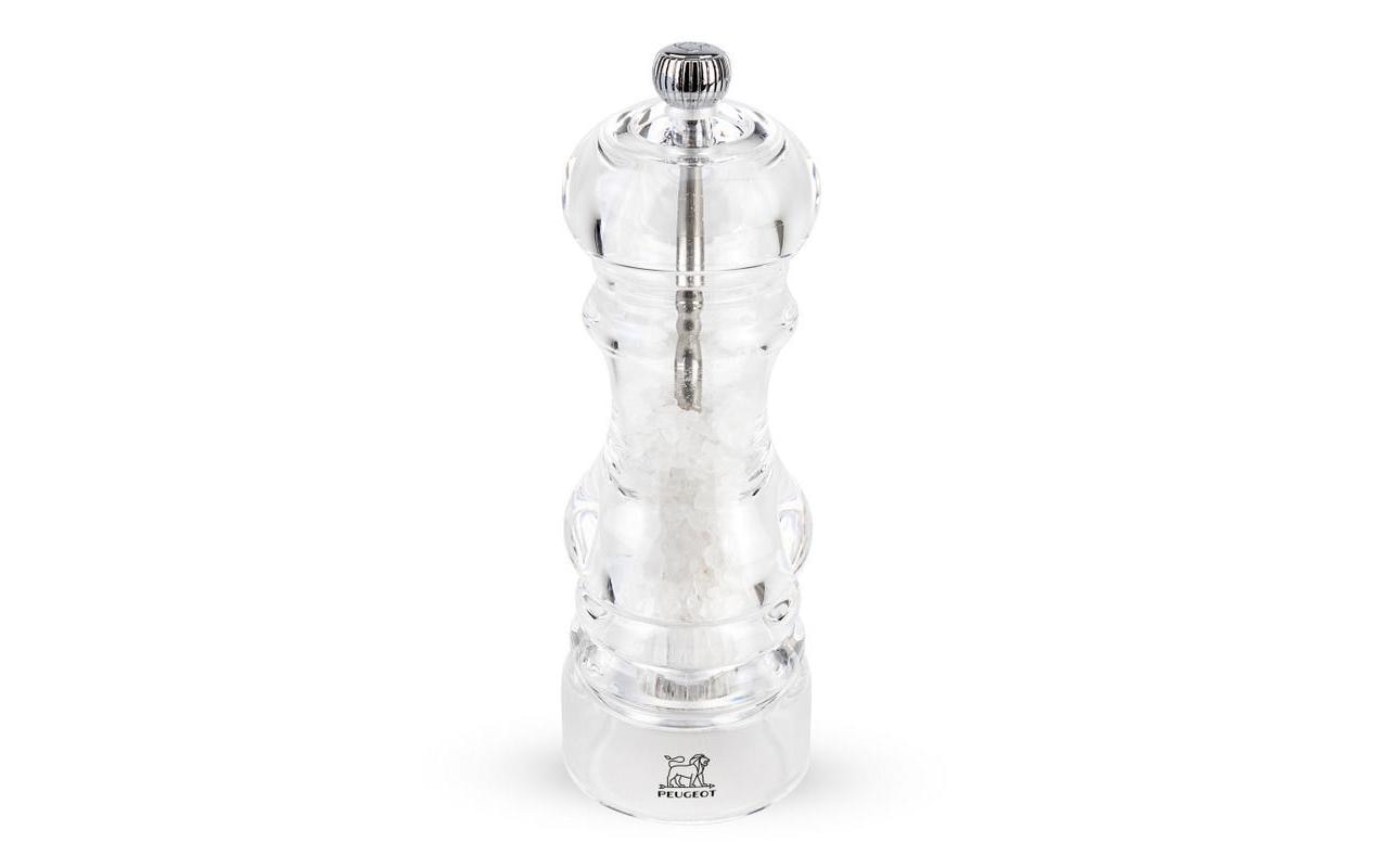 Peugeot Salz-/Pfeffermühle 18 cm, Acryl, transparent, einstellbares Stahl-Mahlwerk