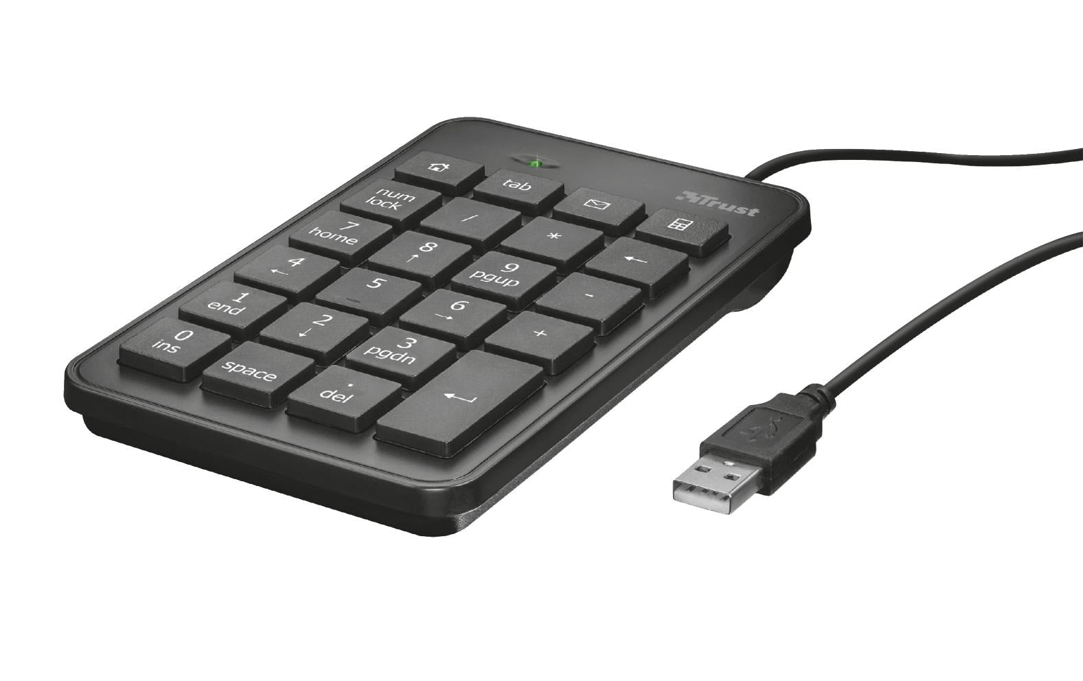 Trust Xalas – Ziffernblock – kabelgebunden (USB), Kabel 1,5 m – schwarz – für Laptop/PC