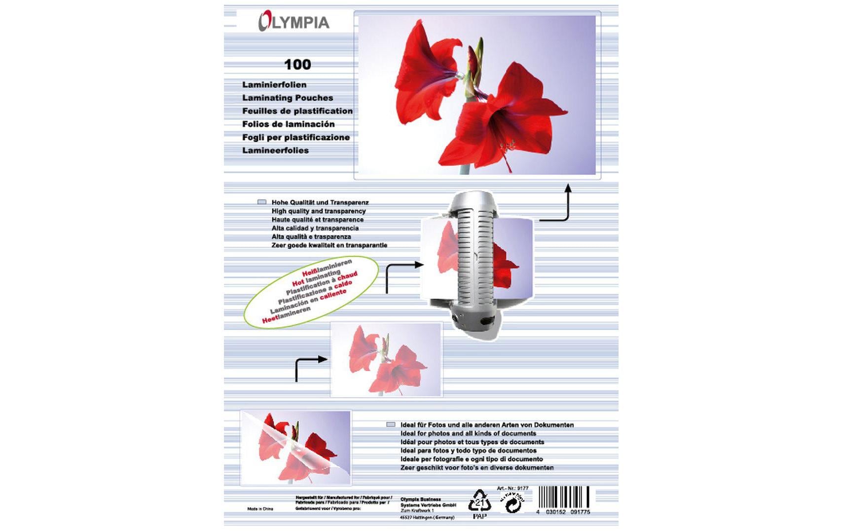 Olympia Laminierfolien A5 – 125 µm, glänzend, 100 Stück