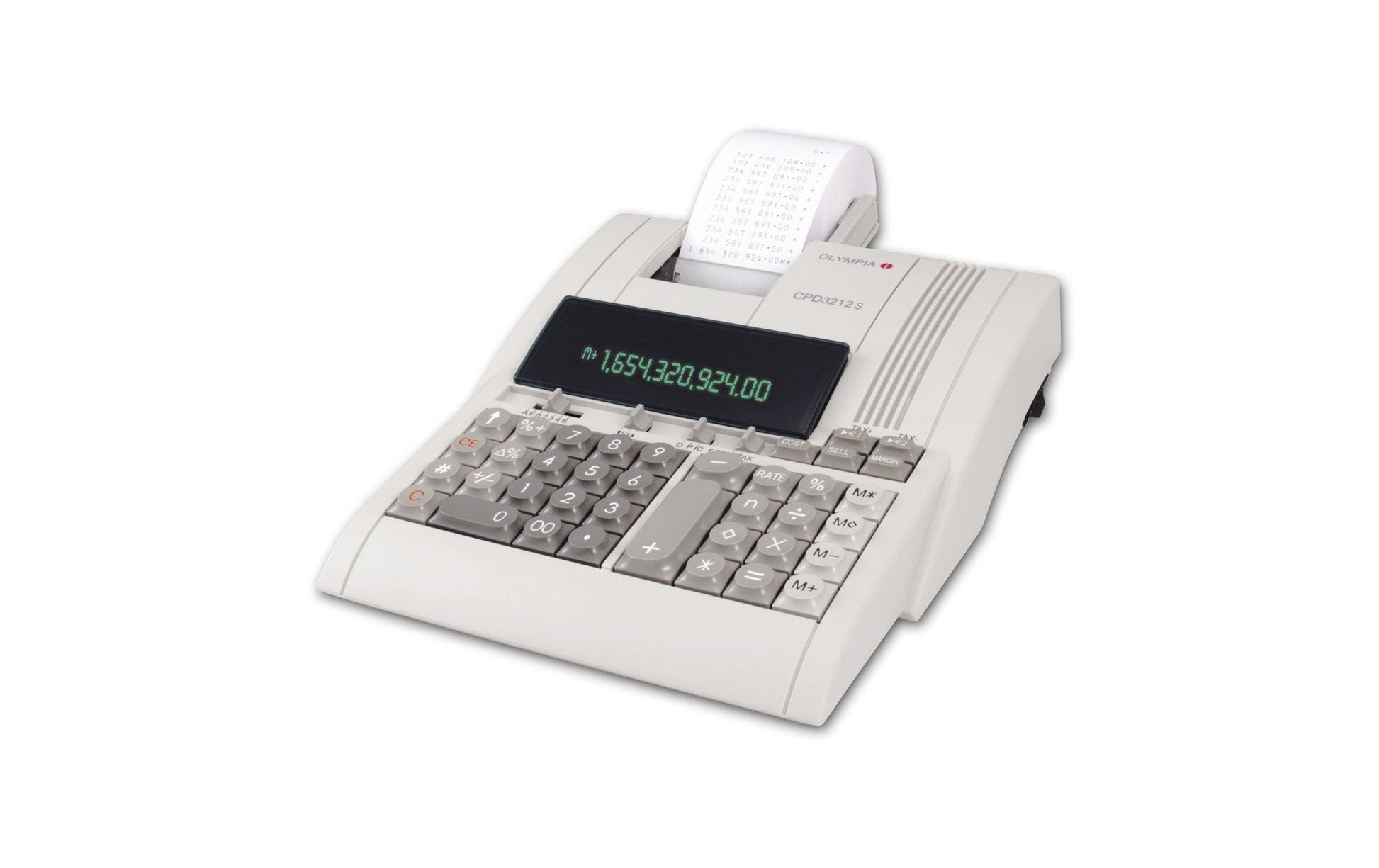 Olympia Druckender Tischrechner CPD 3212S – 12-stellig, 2-farbiger Druck – Netzbetrieb – Grau