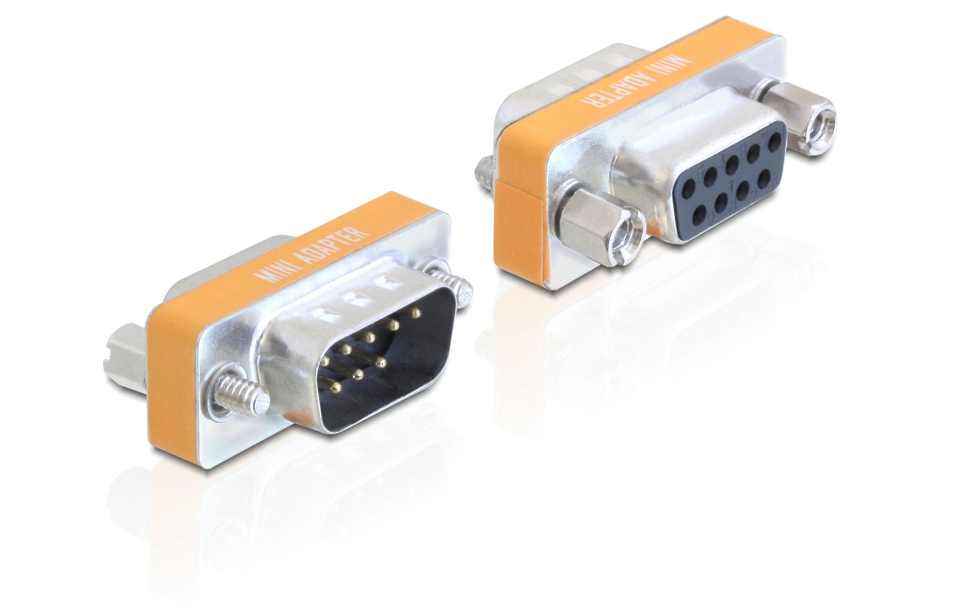 DeLOCK Null-Modem-Adapter DB9 M zu DB9 F – RS-232, 9-polige Sub-D – Silber/Gelb